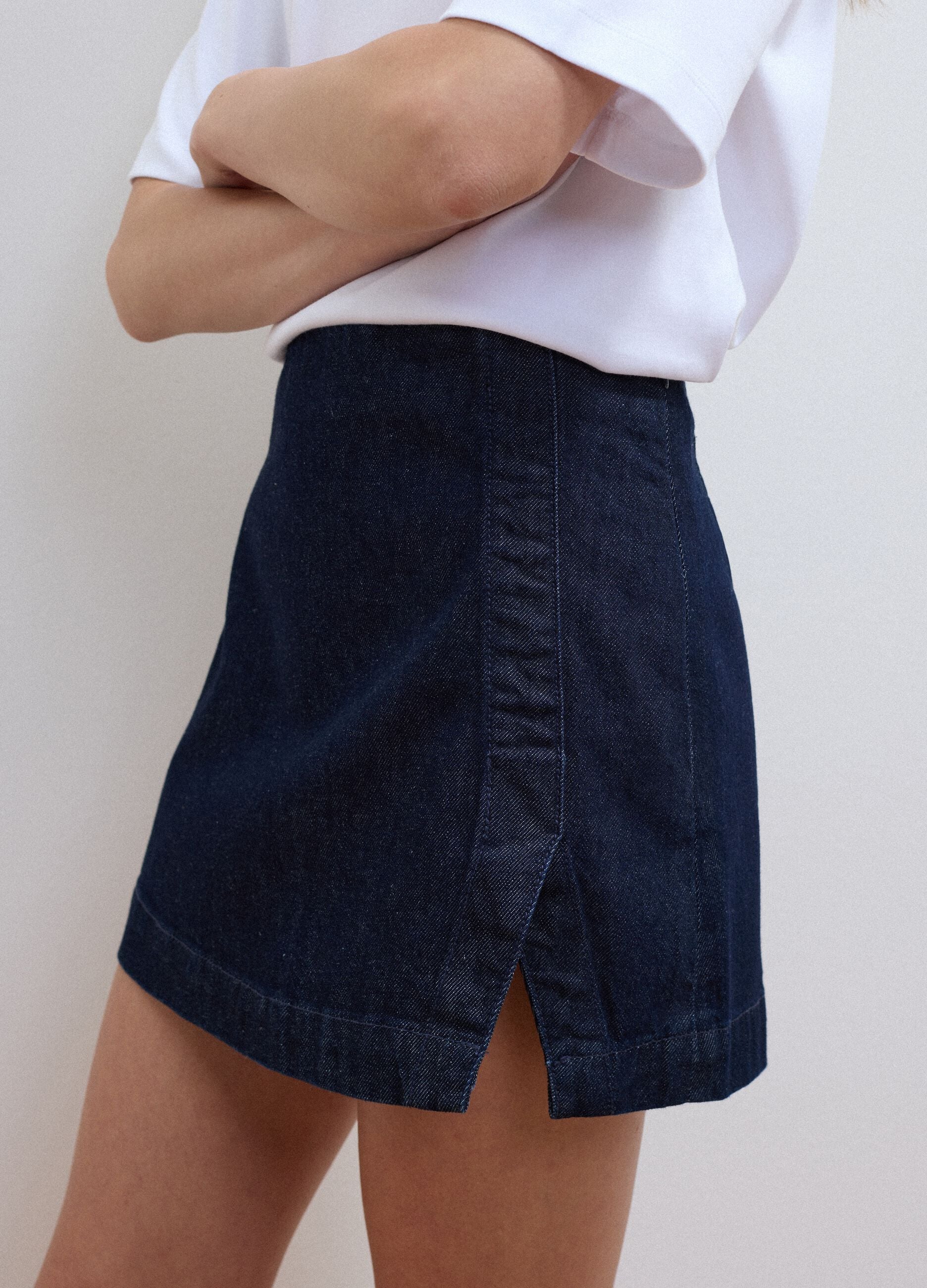Blue pure cotton denim skirt