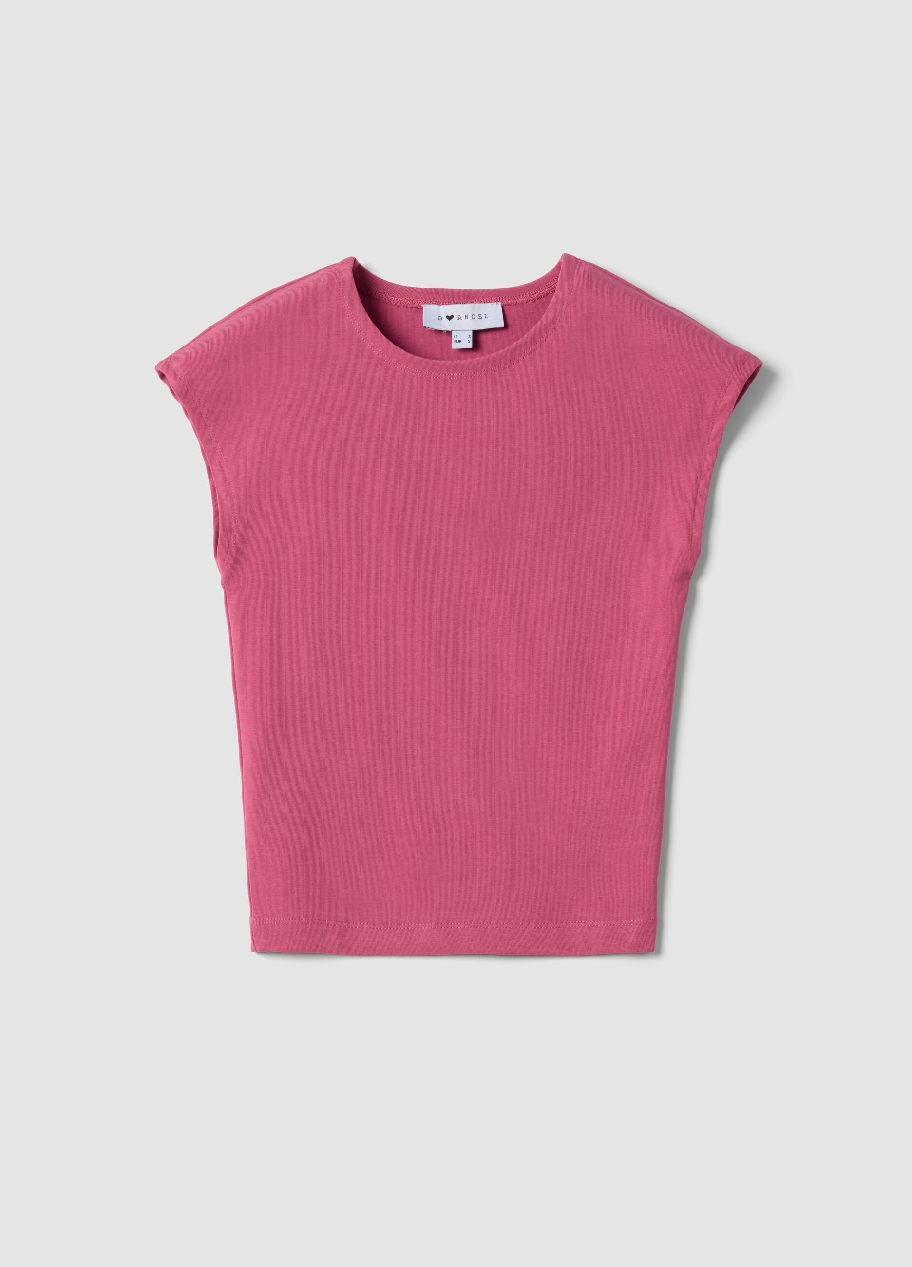 Pink fitted stretch-cotton vest top