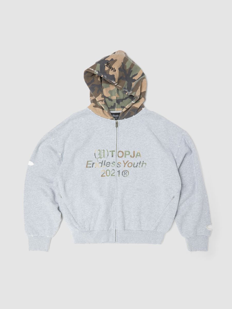 Full-zip Hoodie Sunfaded Grey & Camo_0