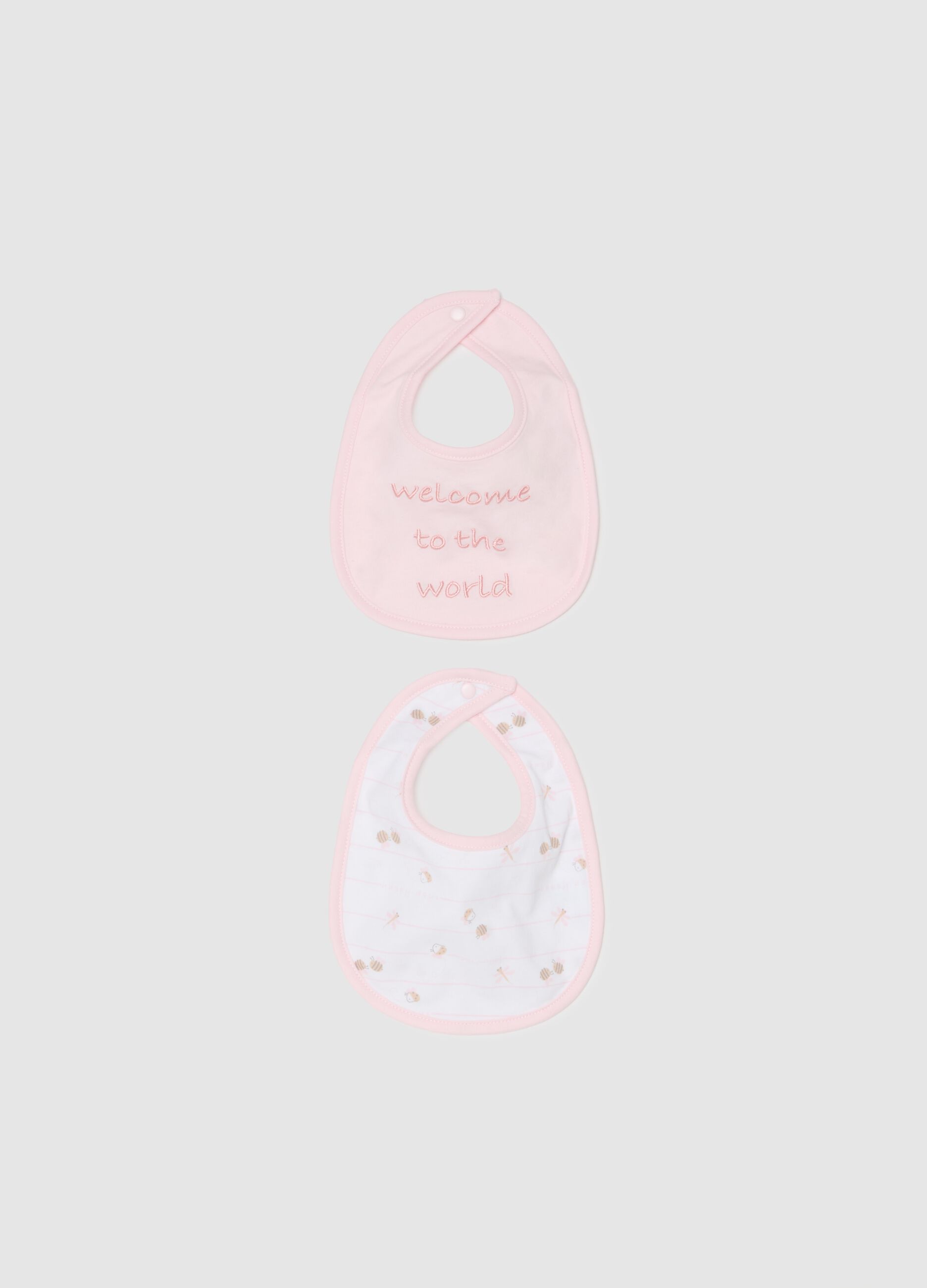 Bipack bavaglini con ricamo "Welcome to the World"