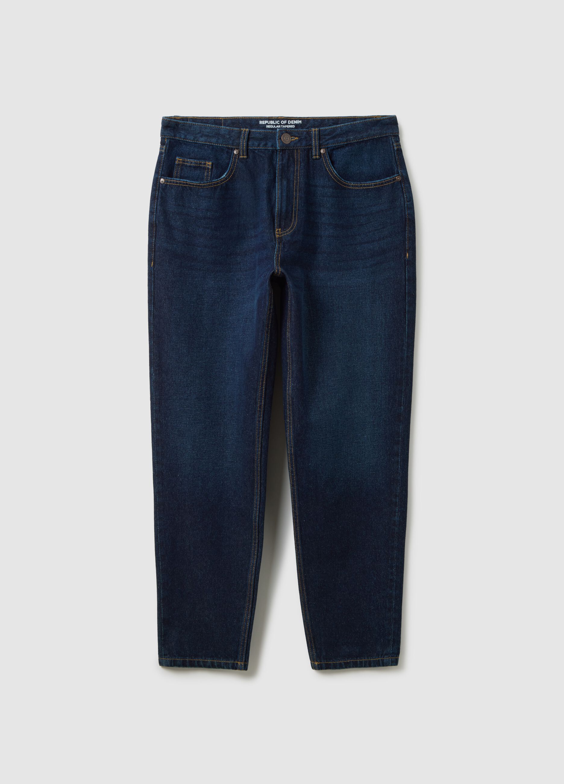Jeans in puro cotone blu regular tapered