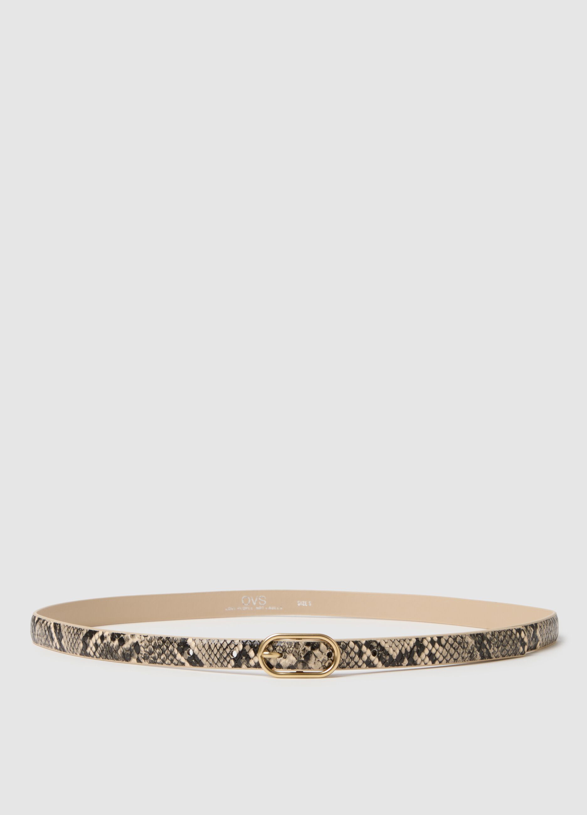 Multicolour Python-Print Slim Fit Belt with Gold Buckle