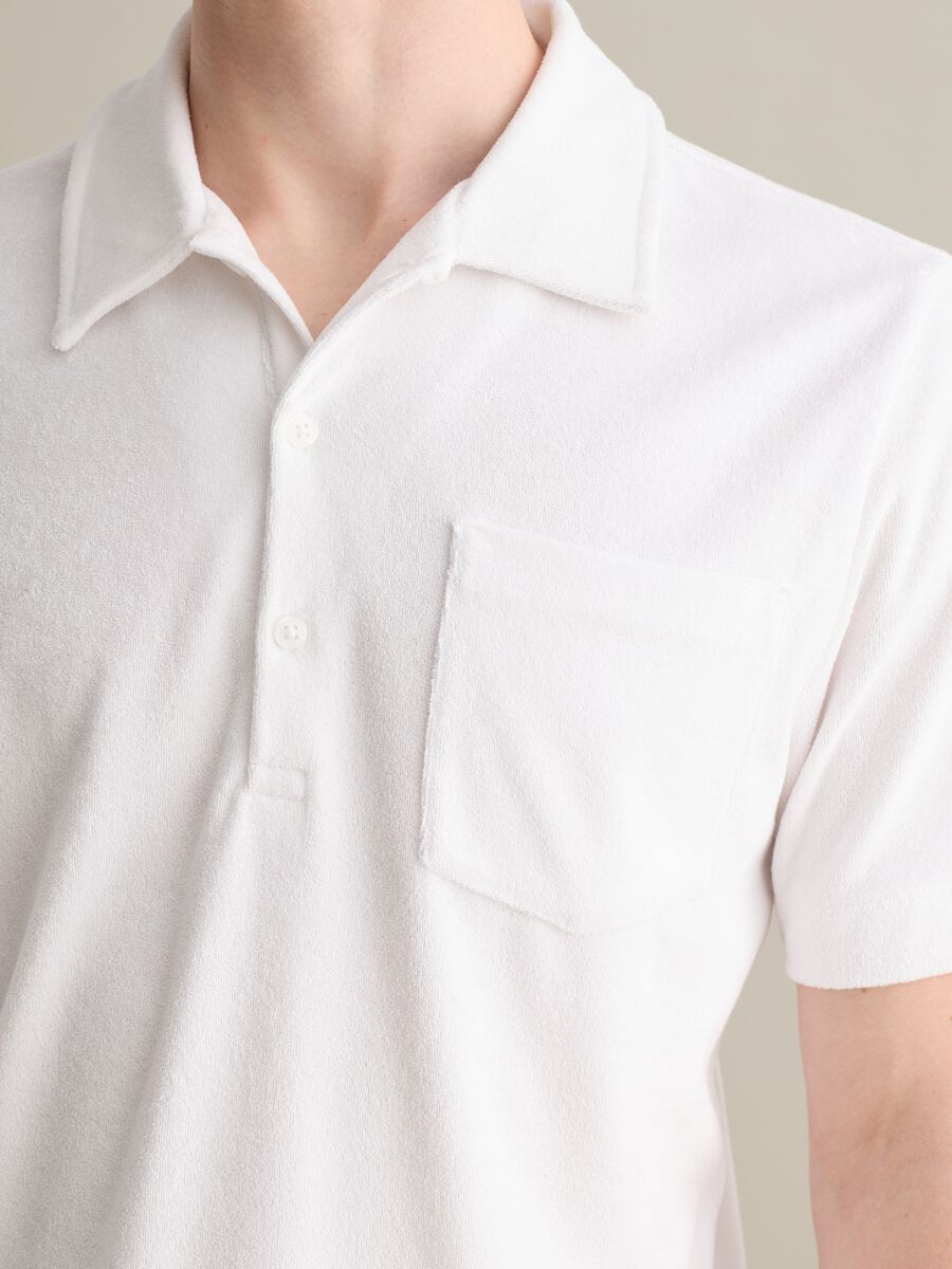 White short sleeve polo in mixed cotton_2