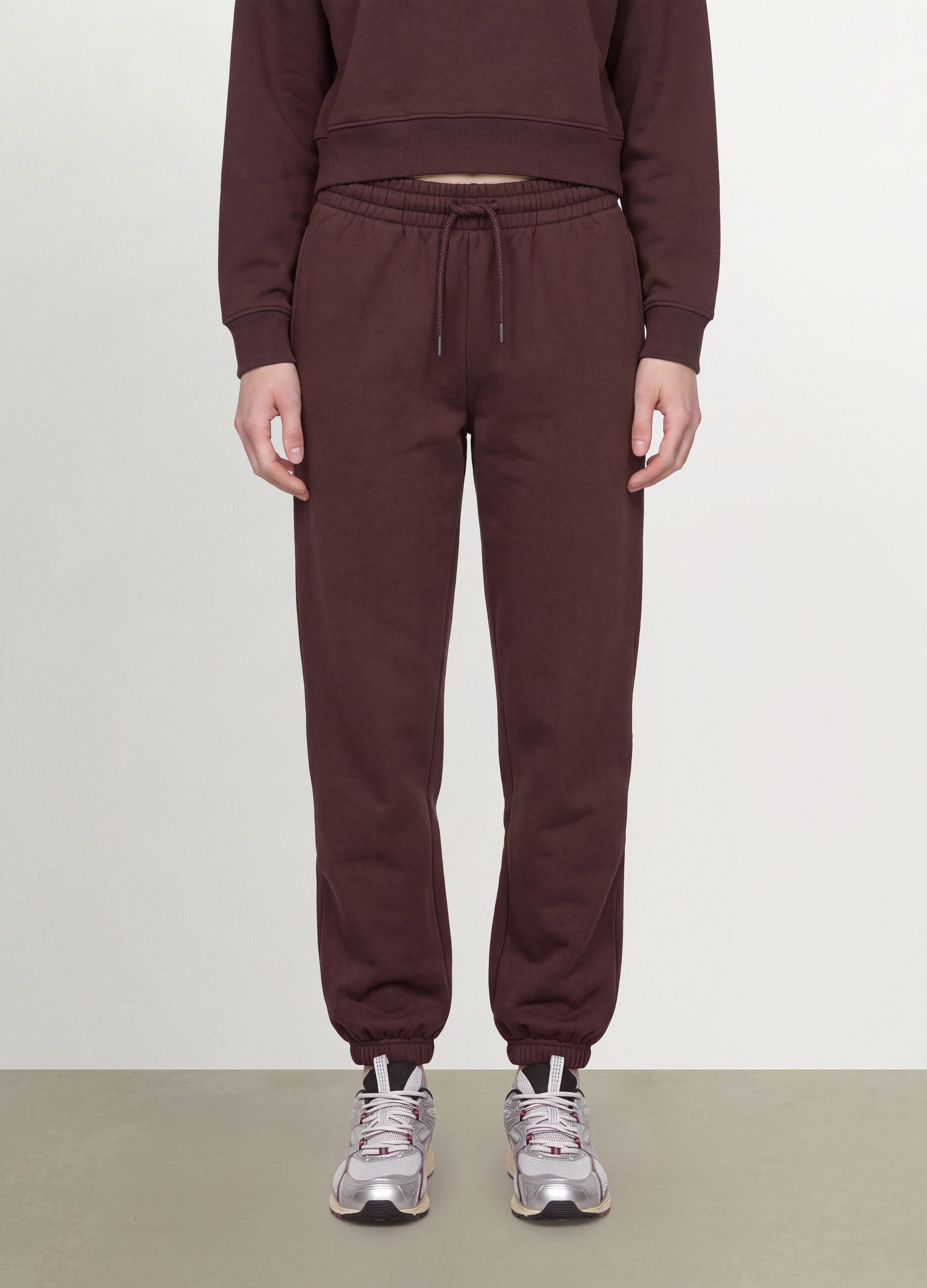 Pantaloni jogger marroni in misto cotone con vita elasticizzata regular fit