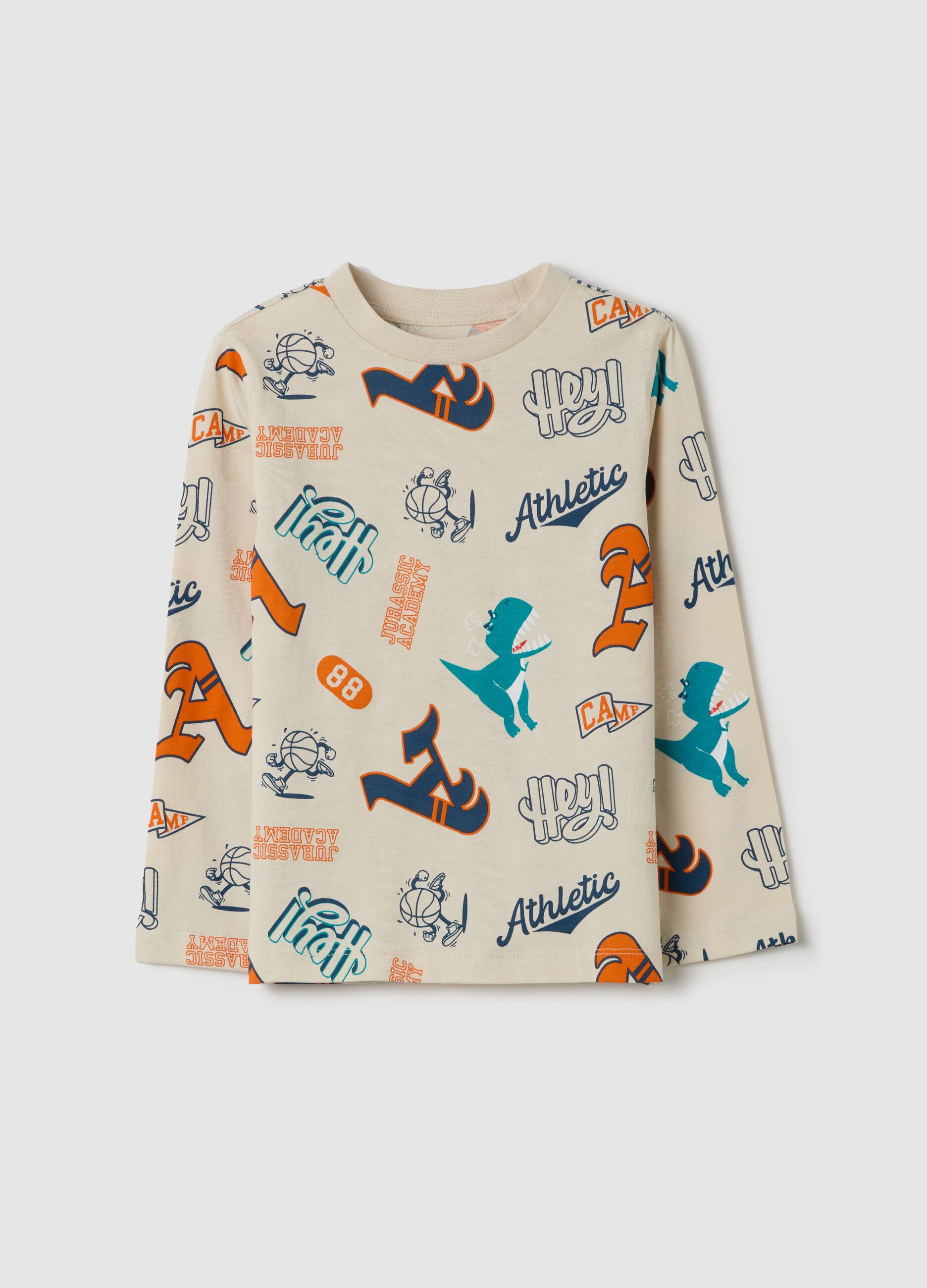 T-shirt with long sleeves and all-over print
