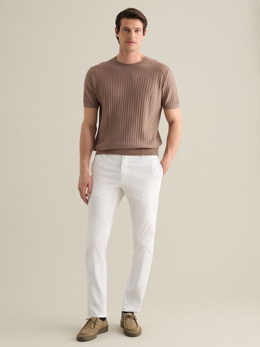 Brown Cotton Crew Neck T-shirt_1