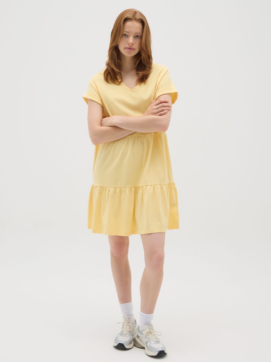 Women's Dress in Pure Yellow Cotton_0