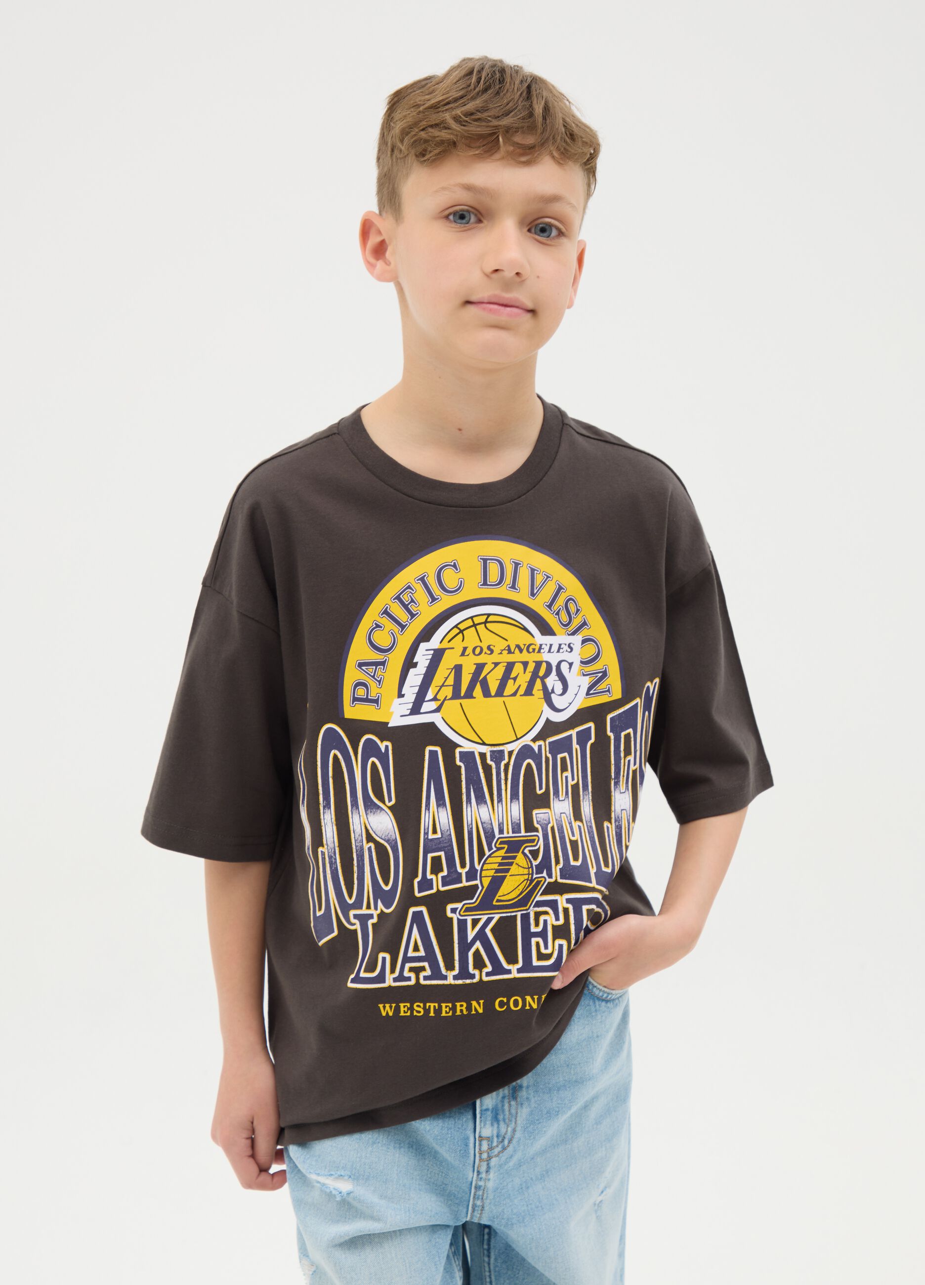 T-shirt in cotone con stampa NBA Los Angeles Lakers