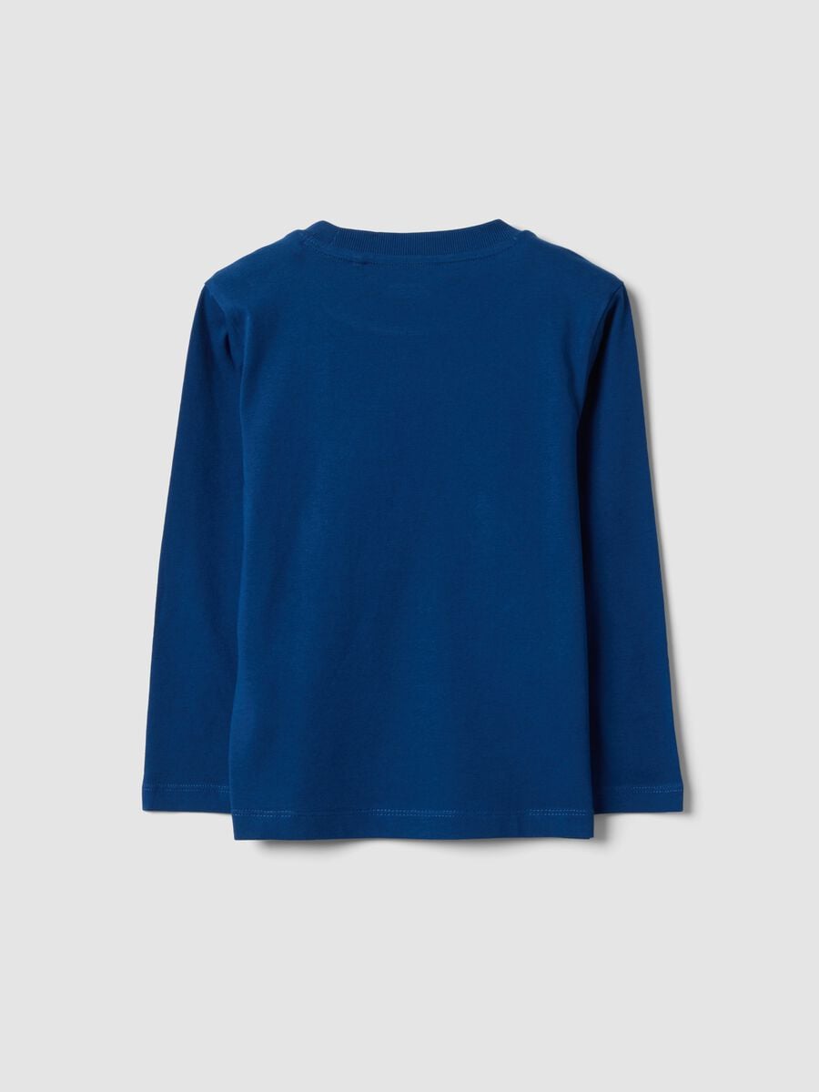 T-shirt blu in puro cotone organico a girocollo per bambino regular fit_1