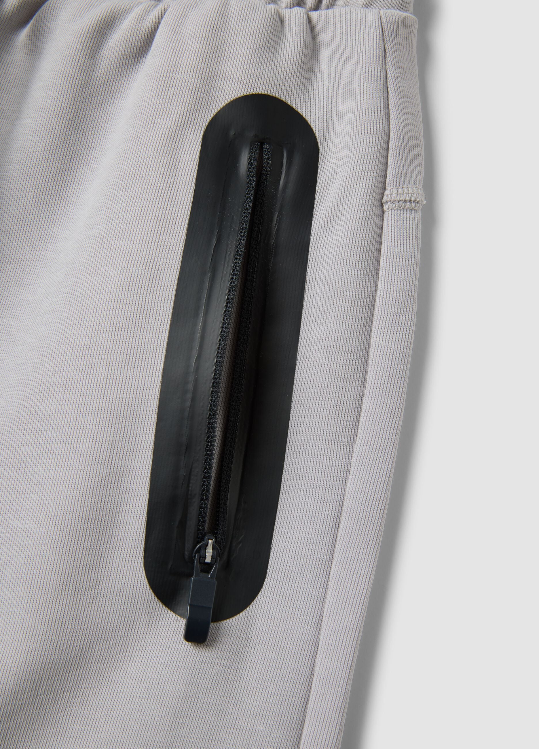 Grey cotton-blend bermuda shorts with elasticated waist