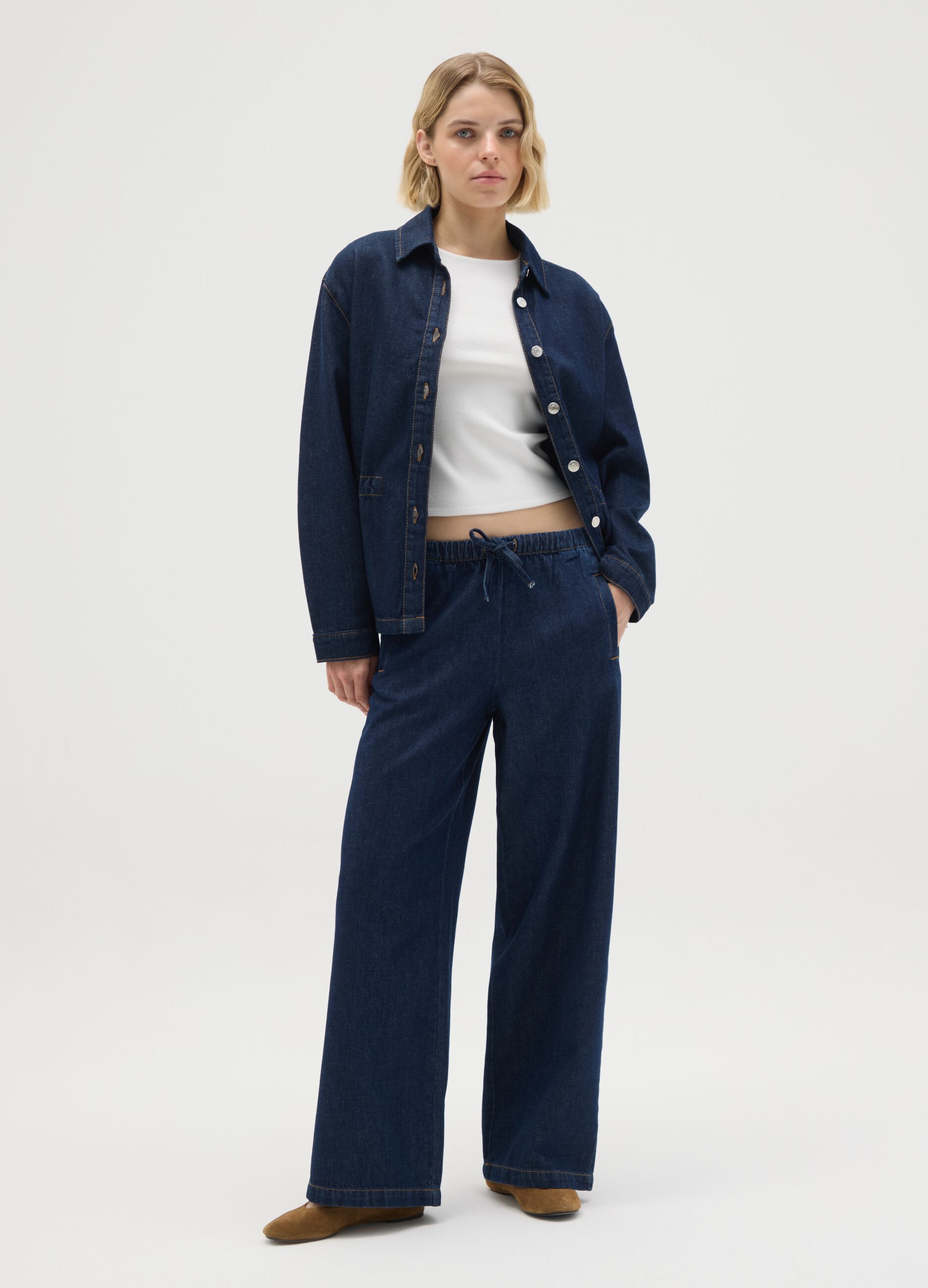Camicia da donna in puro cotone denim