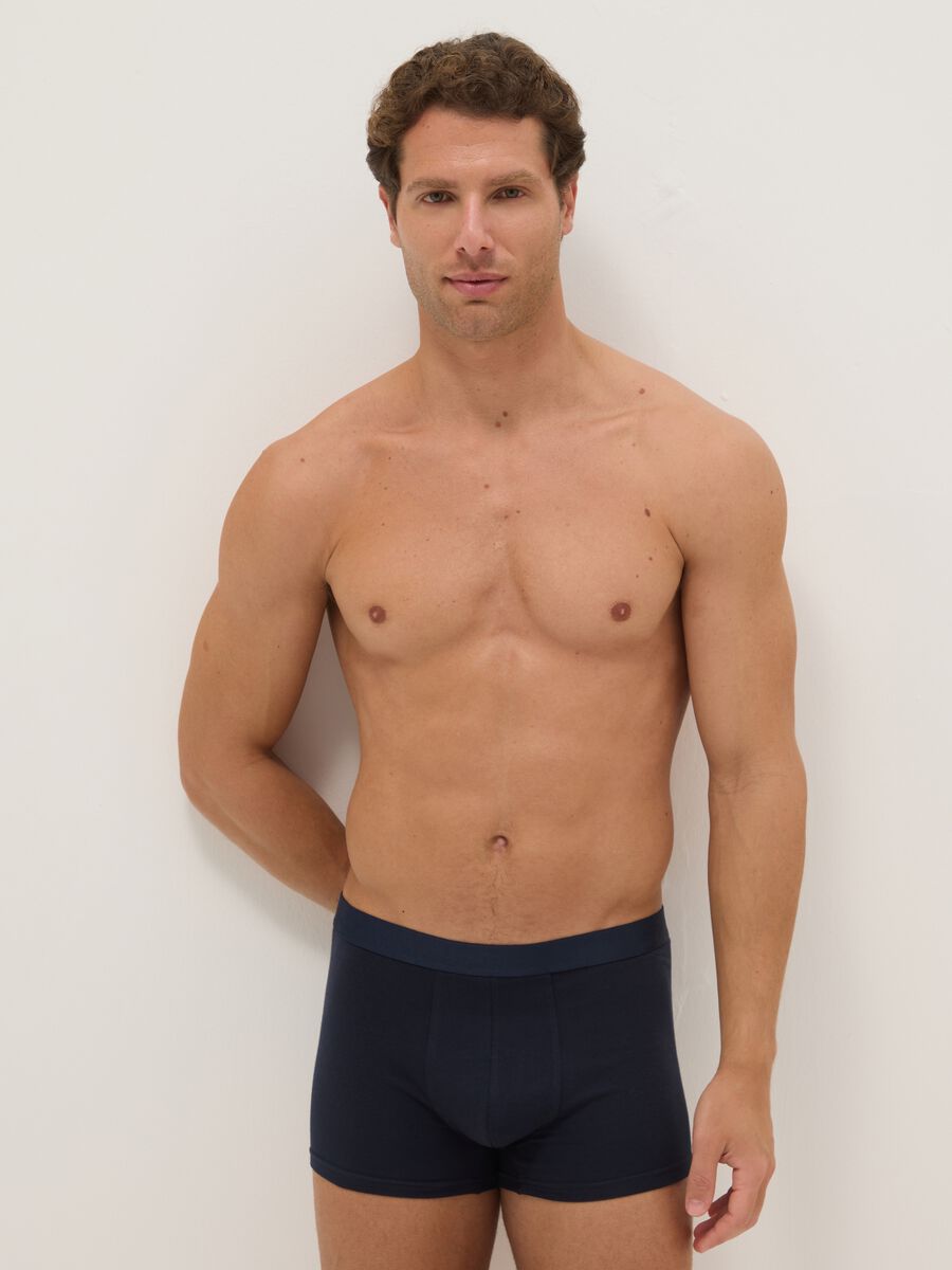 Tripack men's boxer shorts in stretch cotton blue regular fit_0