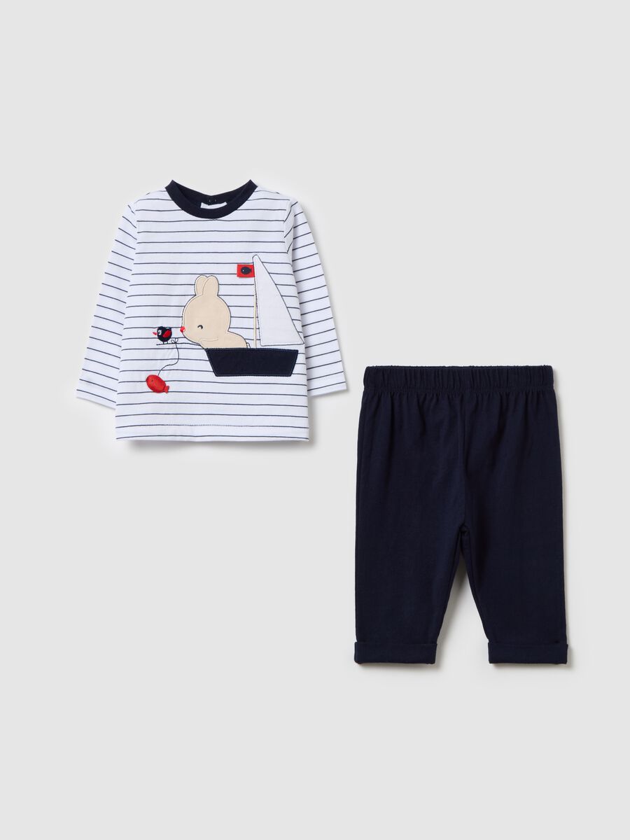 T-shirt and trousers set in cotton with application_0