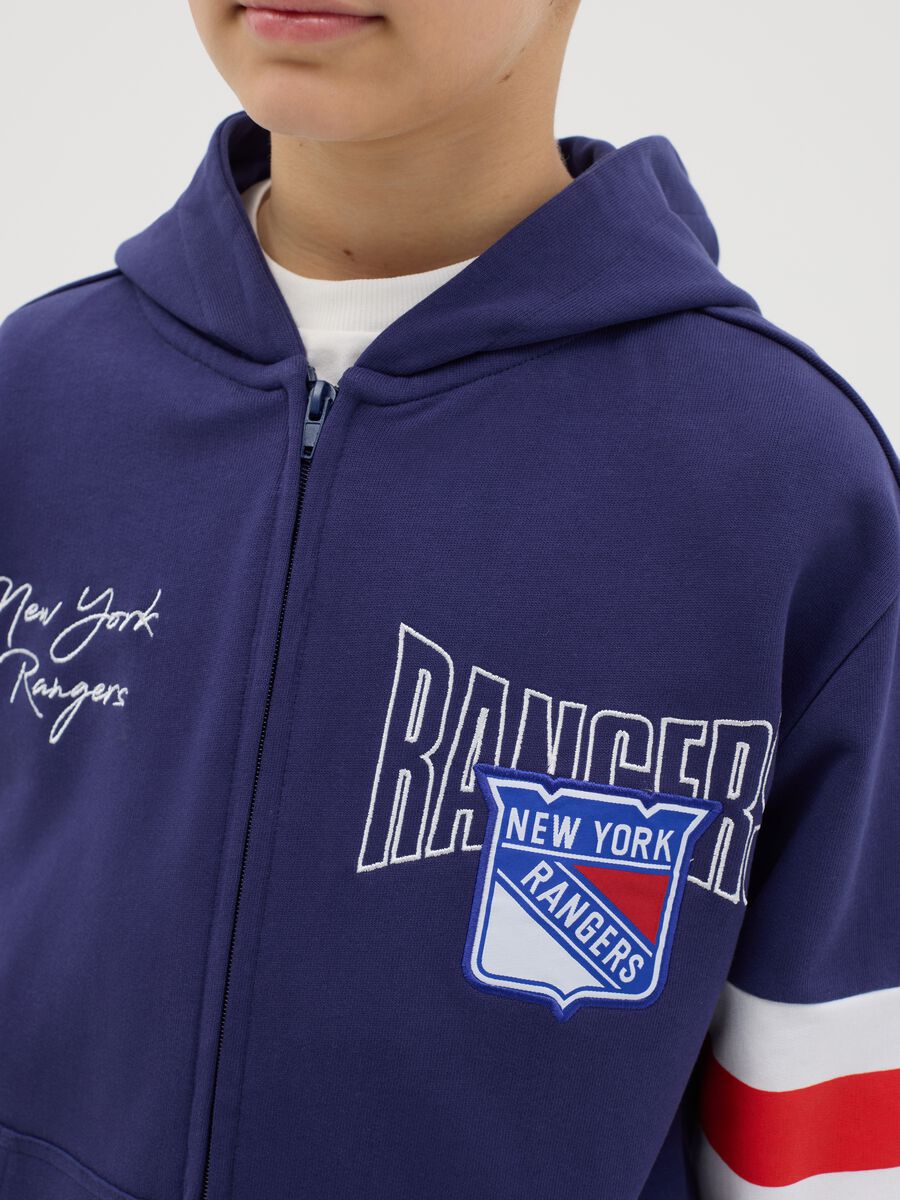 Full-zip con cappuccio New York Rangers blu rosso_1