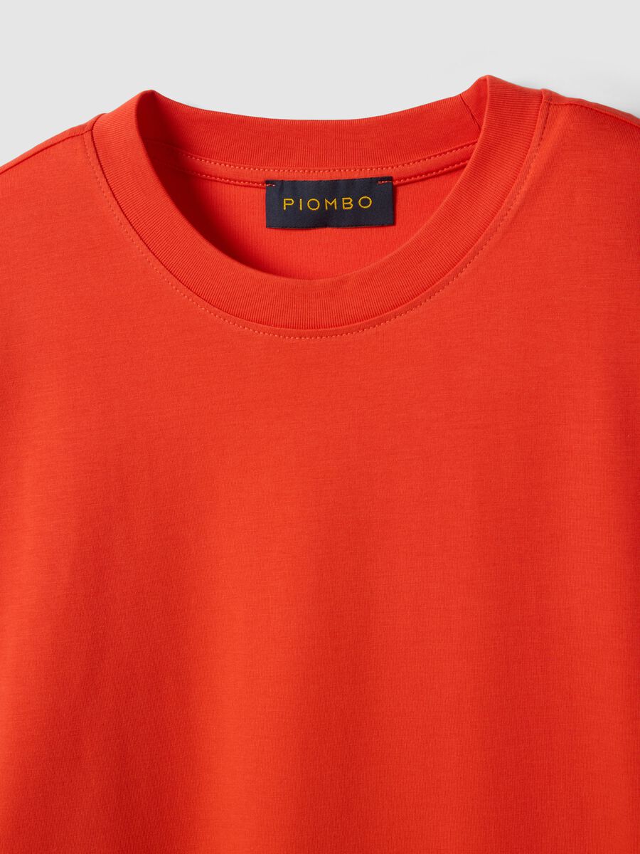 T-shirt girocollo in puro cotone arancione relaxed fit_5