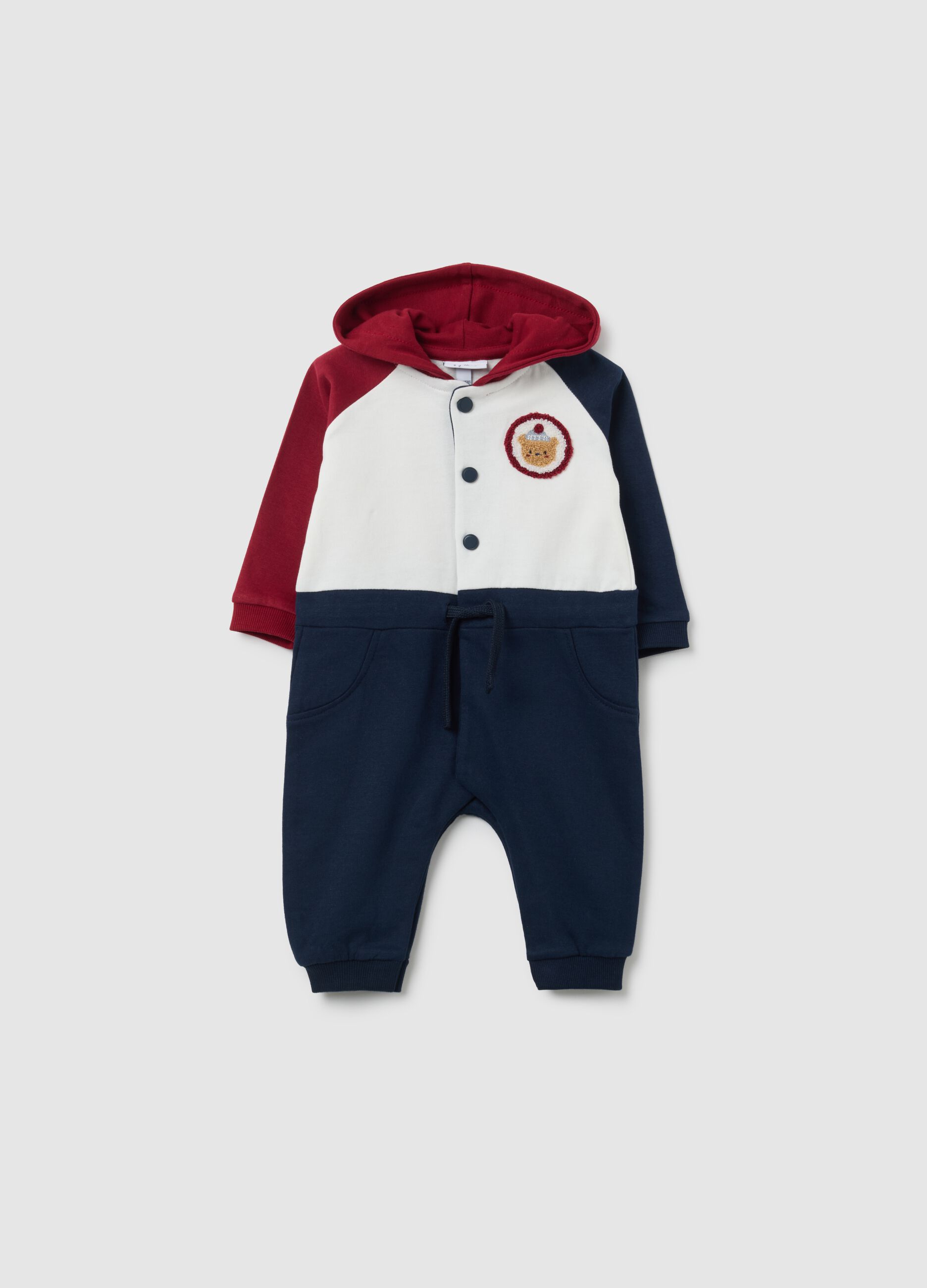 Multicolour pure cotton baby onesie with hood