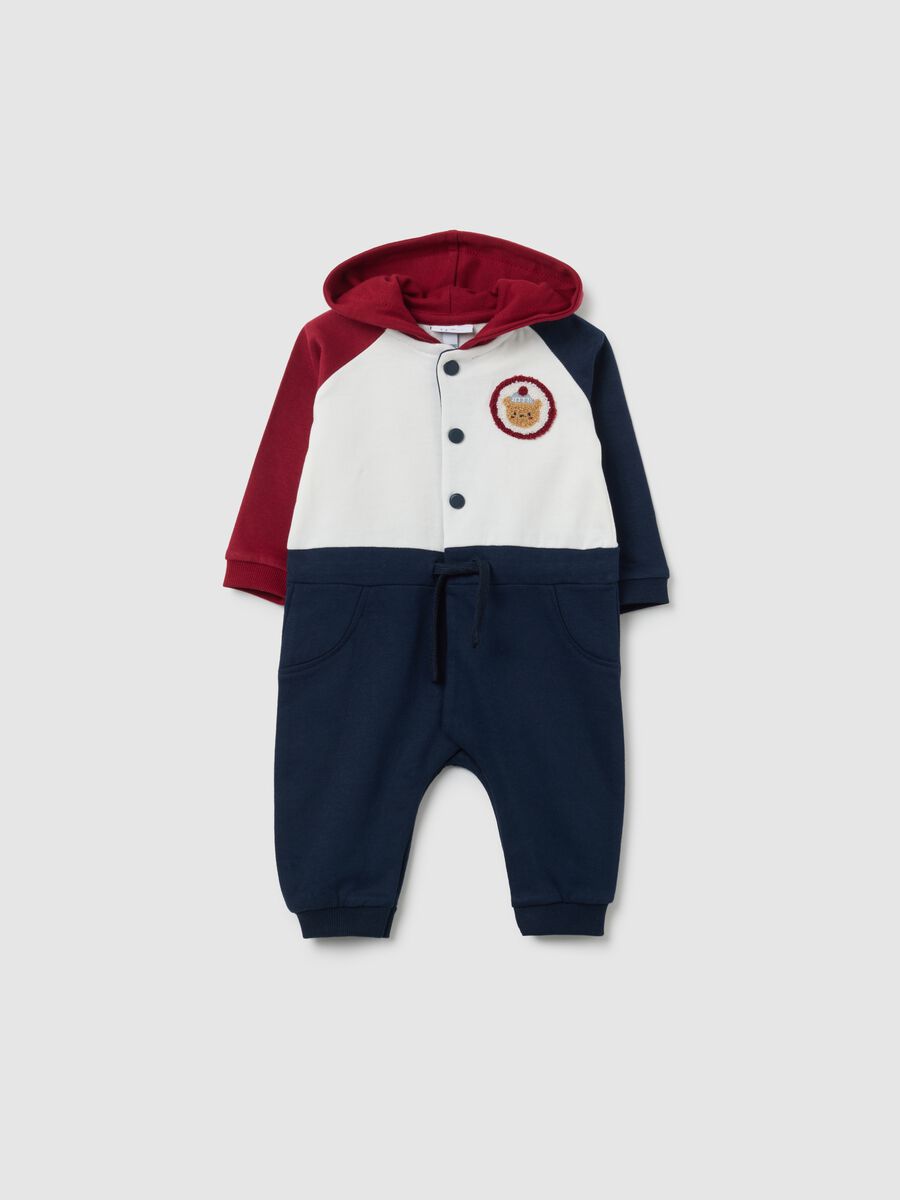 Multicolour pure cotton baby onesie with hood_0