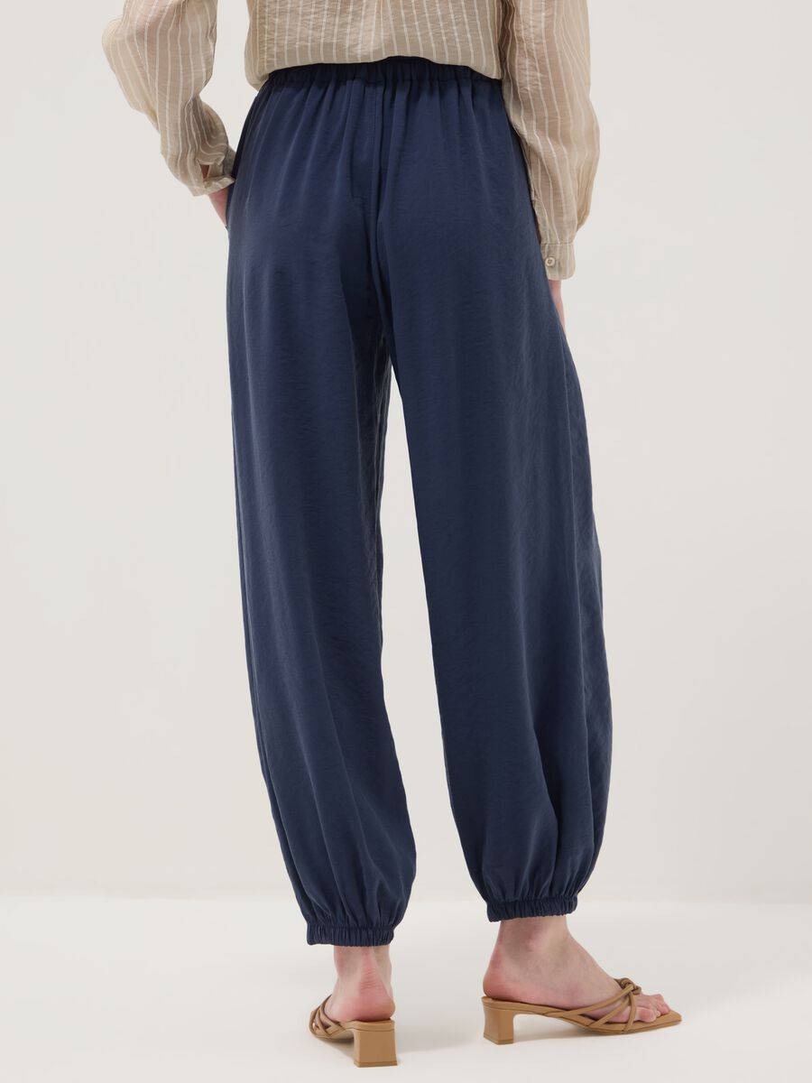 Blue viscose-blend trousers with elasticated cuffs, regular fit_2