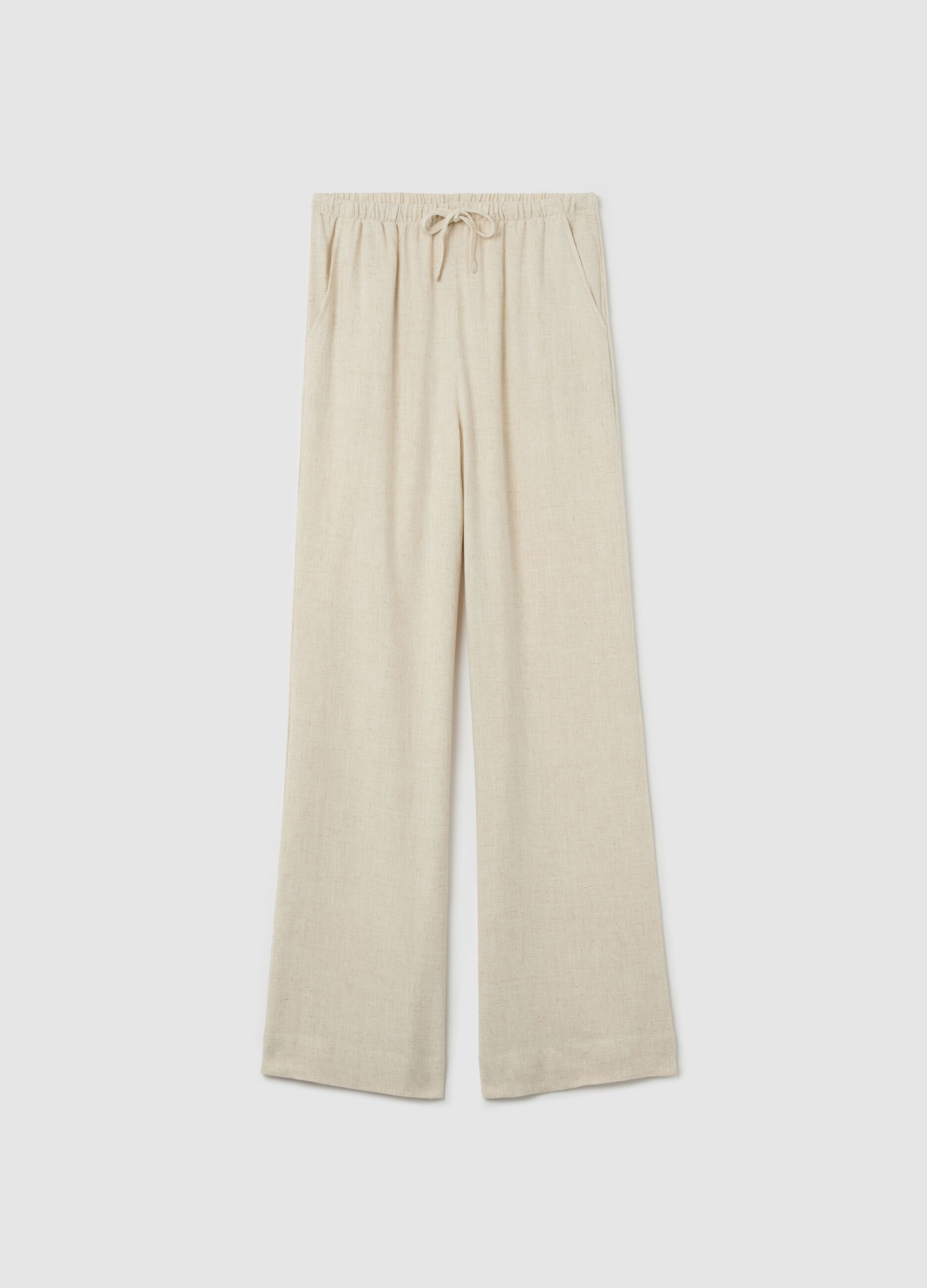 Relaxed-fit trousers in viscose and linen