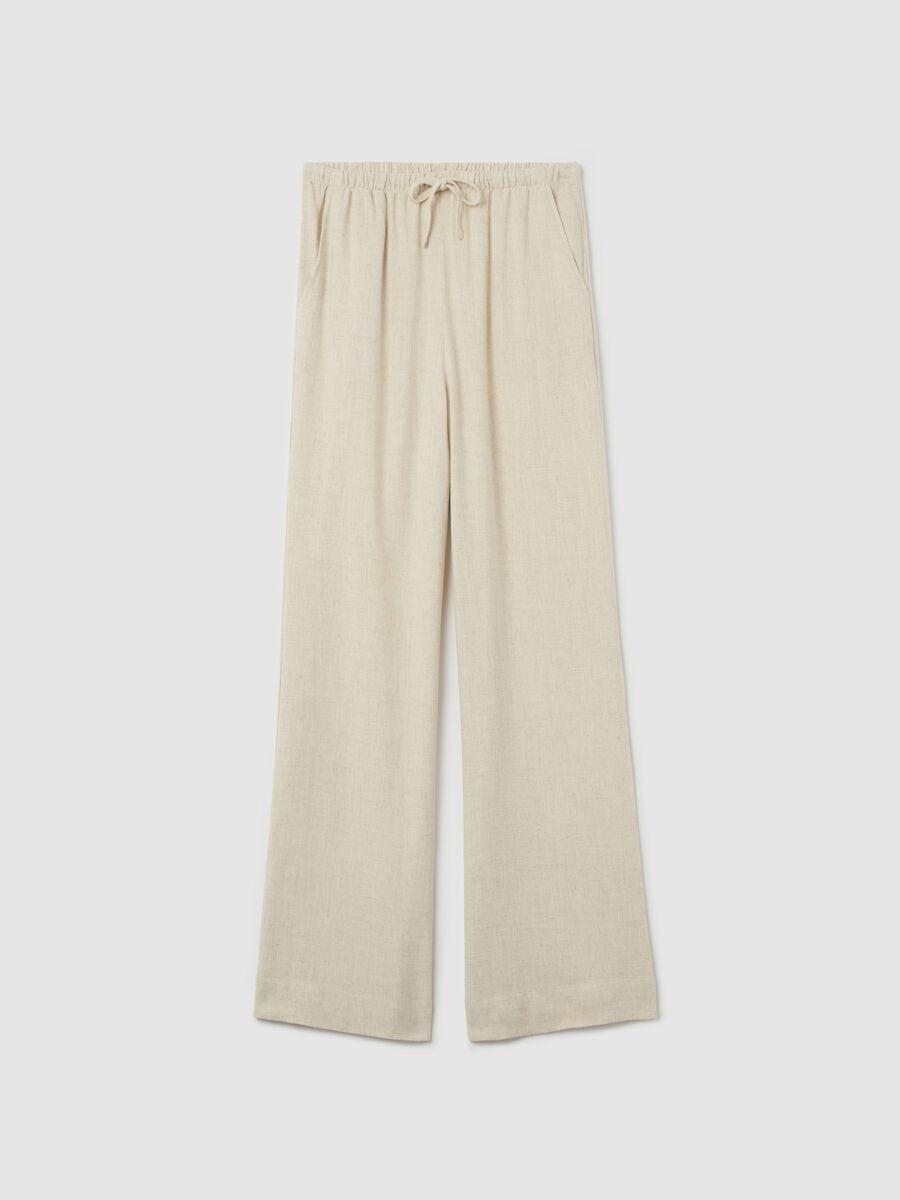 Relaxed-fit trousers in viscose and linen_4