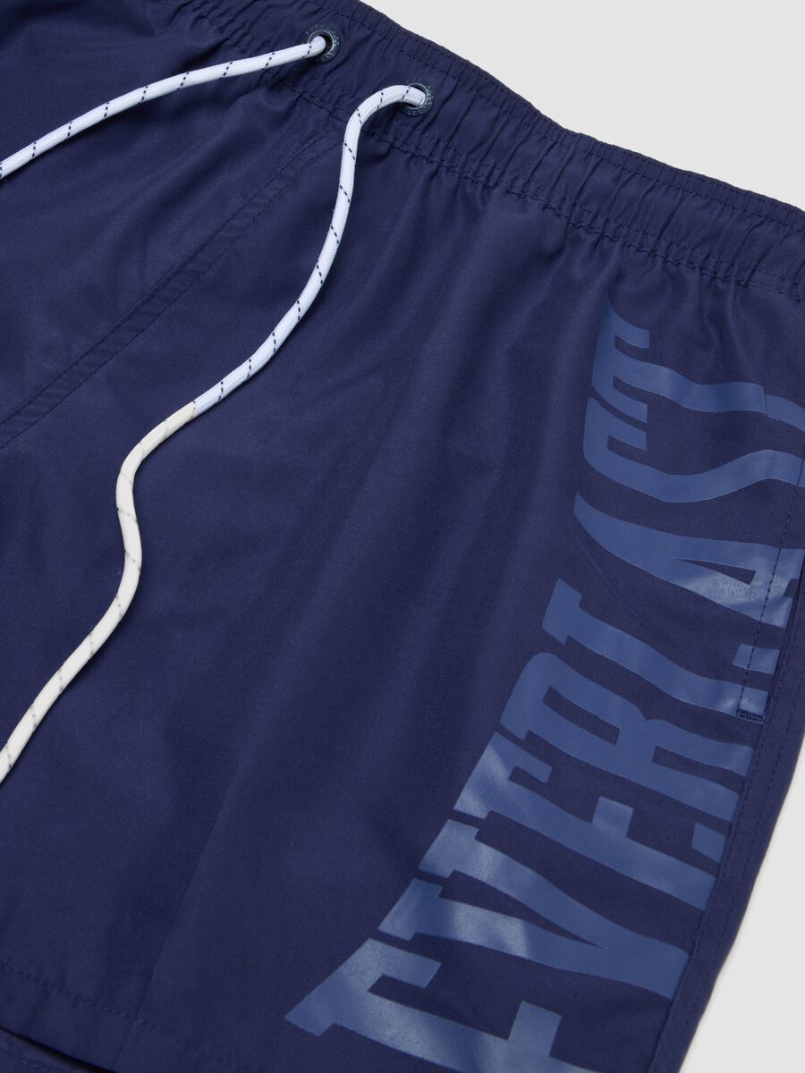 Blue swim shorts with contrast drawstring_1