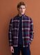 Red and blue checked pure cotton flannel shirt, regular fit_2
