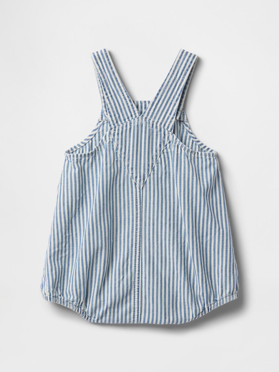 Striped White and Light Blue Dungarees for Children_1