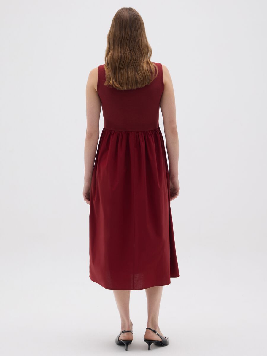 Abito midi in cotone rosso regular fit_2