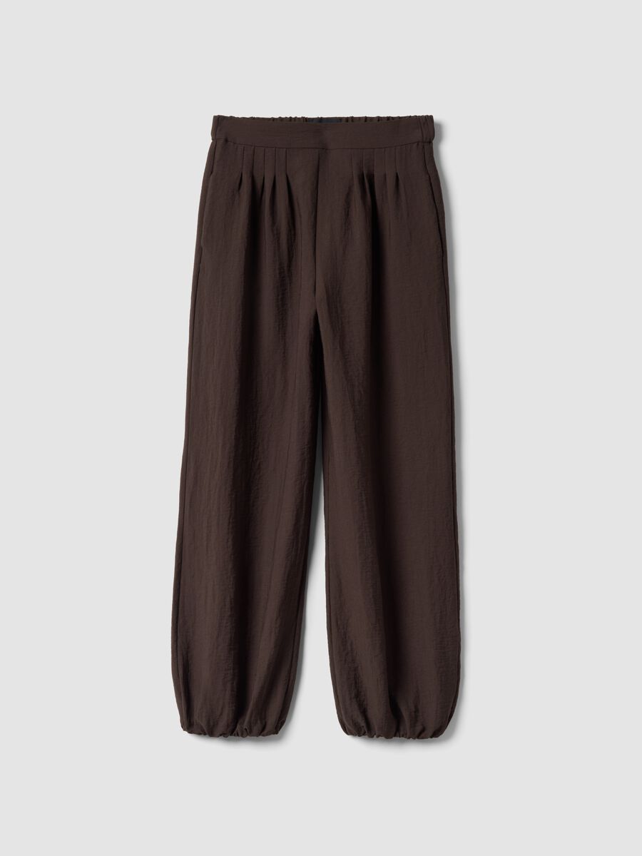 Pantaloni jogger in misto viscosa marroni relaxed fit_0