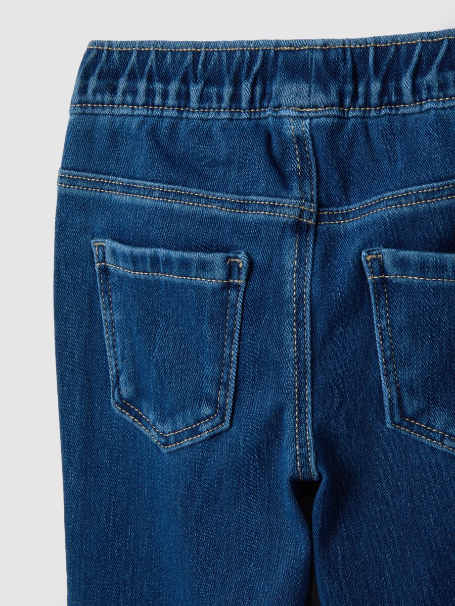 Girls' Blue Stretch Cotton Flare Fit Jeggings_3