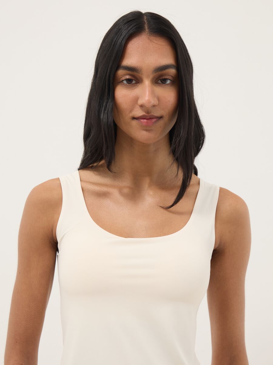 Canottiera beige regular fit con spalline larghe_1