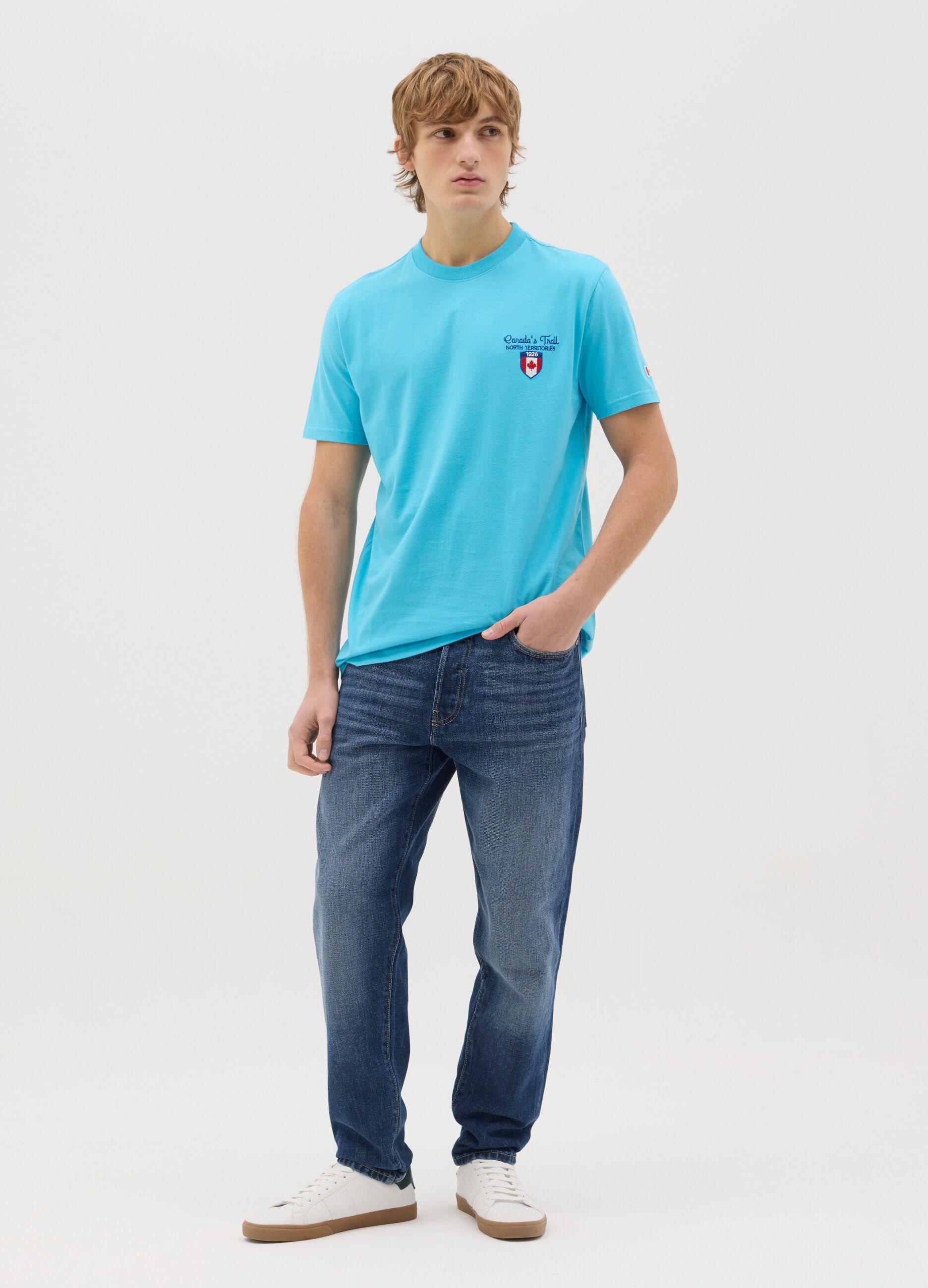 Canada's Trail turquoise T-shirt with embroidery