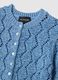 Cardigan in misto cotone azzurro regular fit con lavorazione a maglia_5
