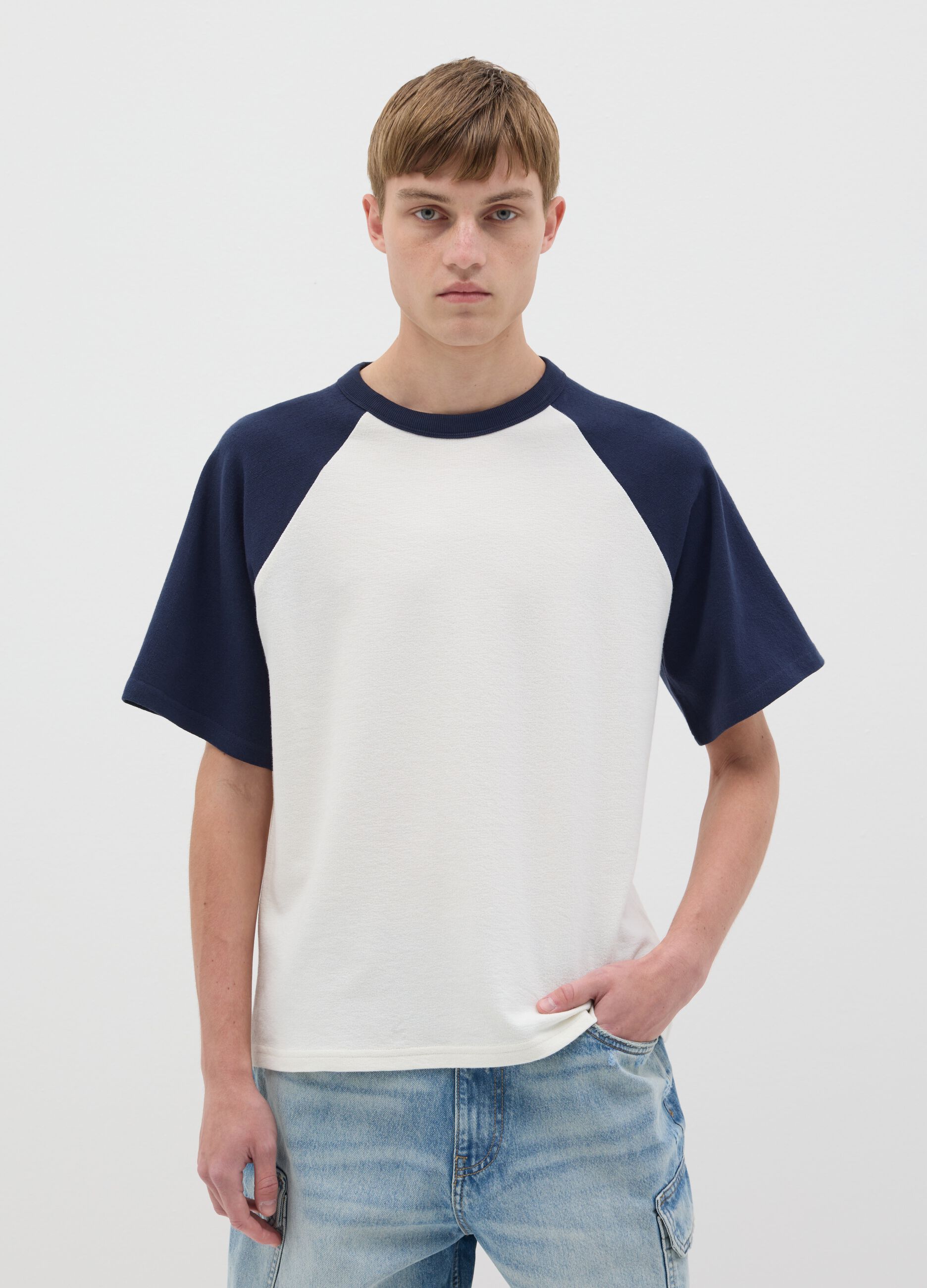T-shirt in cotone bicolore
