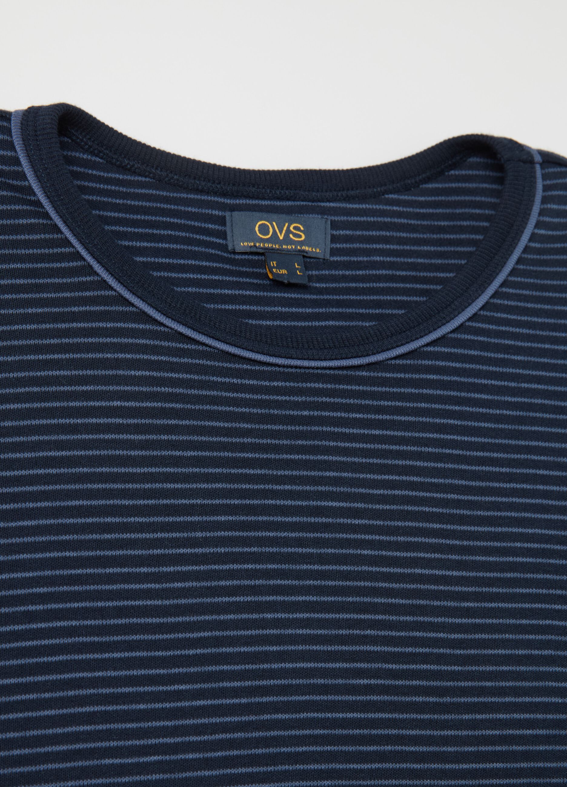 Cotton pyjamas with thin striped top