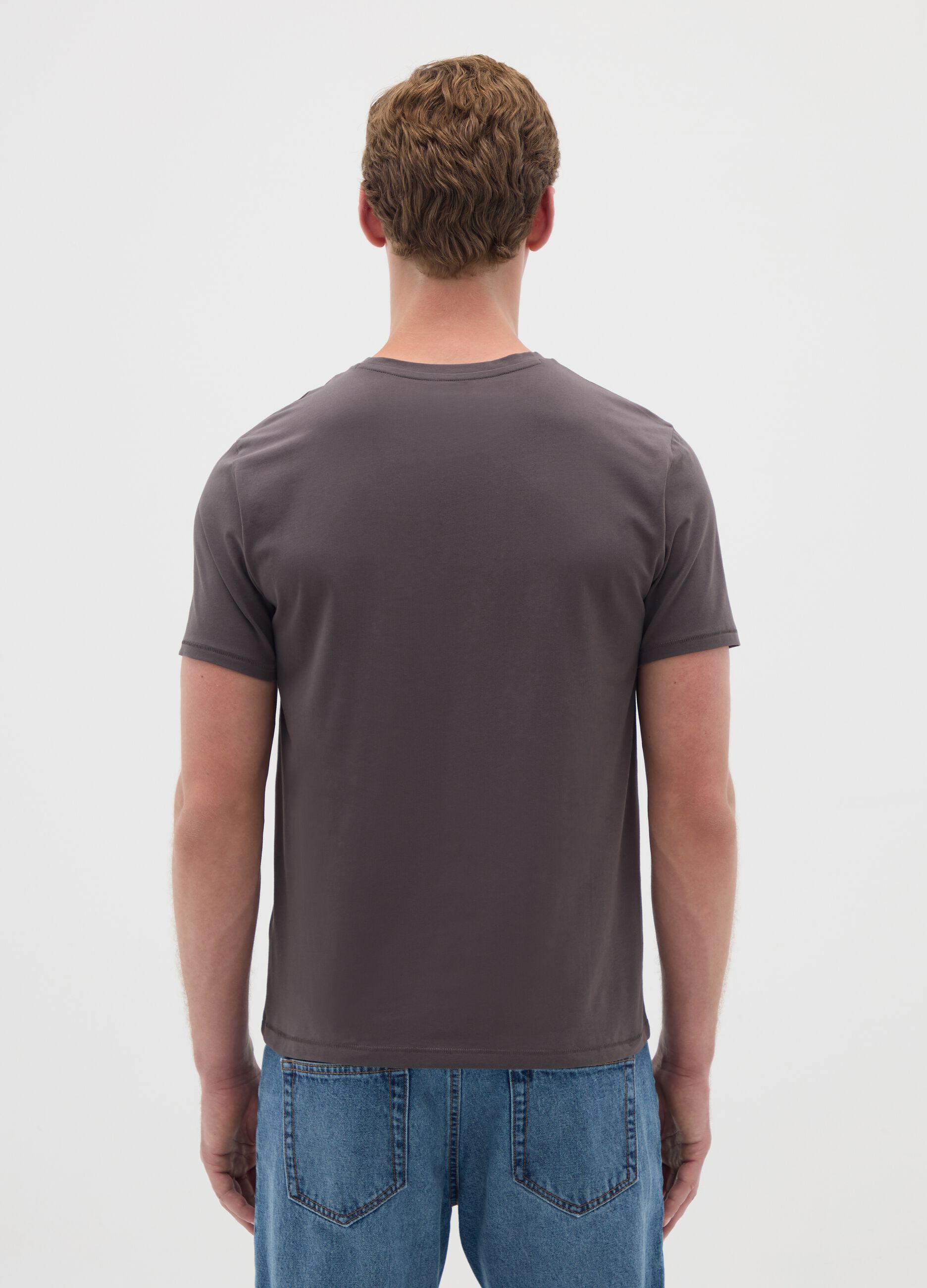 Men's Grey Stretch Cotton Slim Fit T-shirt