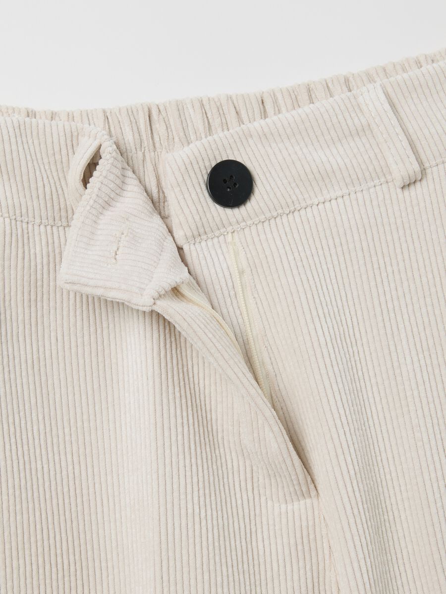 Regular fit beige corduroy trousers_5