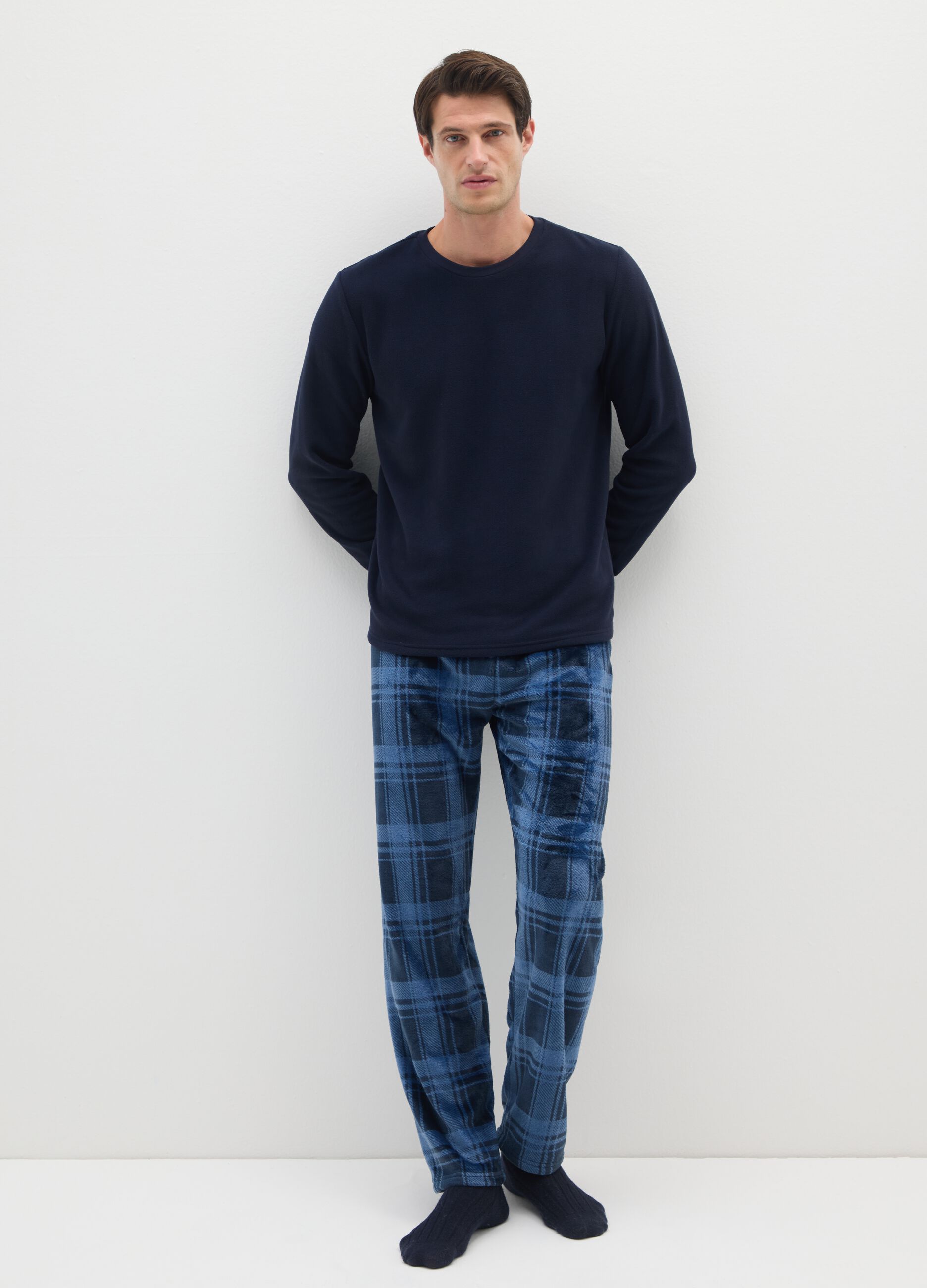Multicolour checked regular fit pyjama trousers