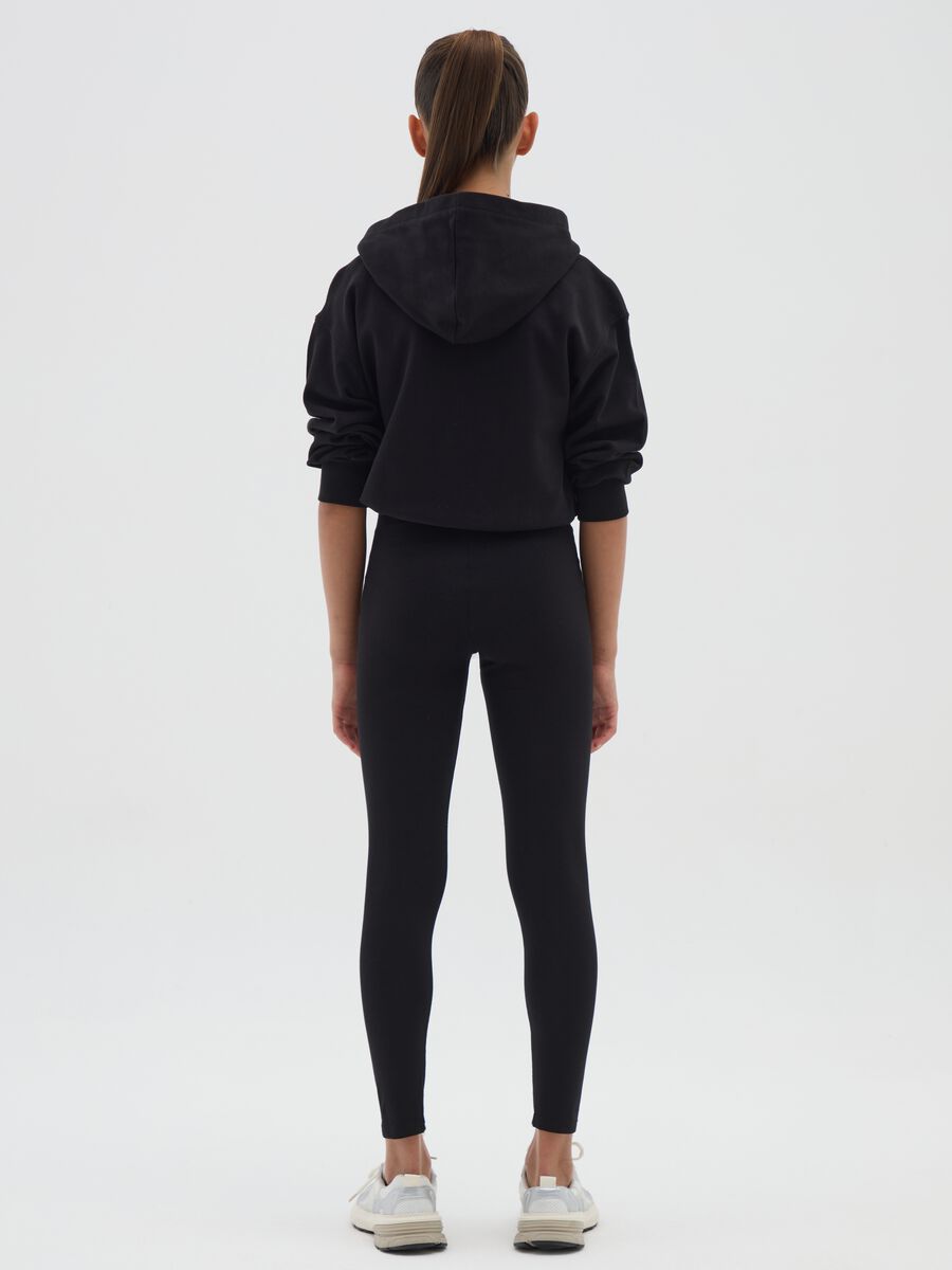 Girls' stretchy cotton skinny black leggings_2