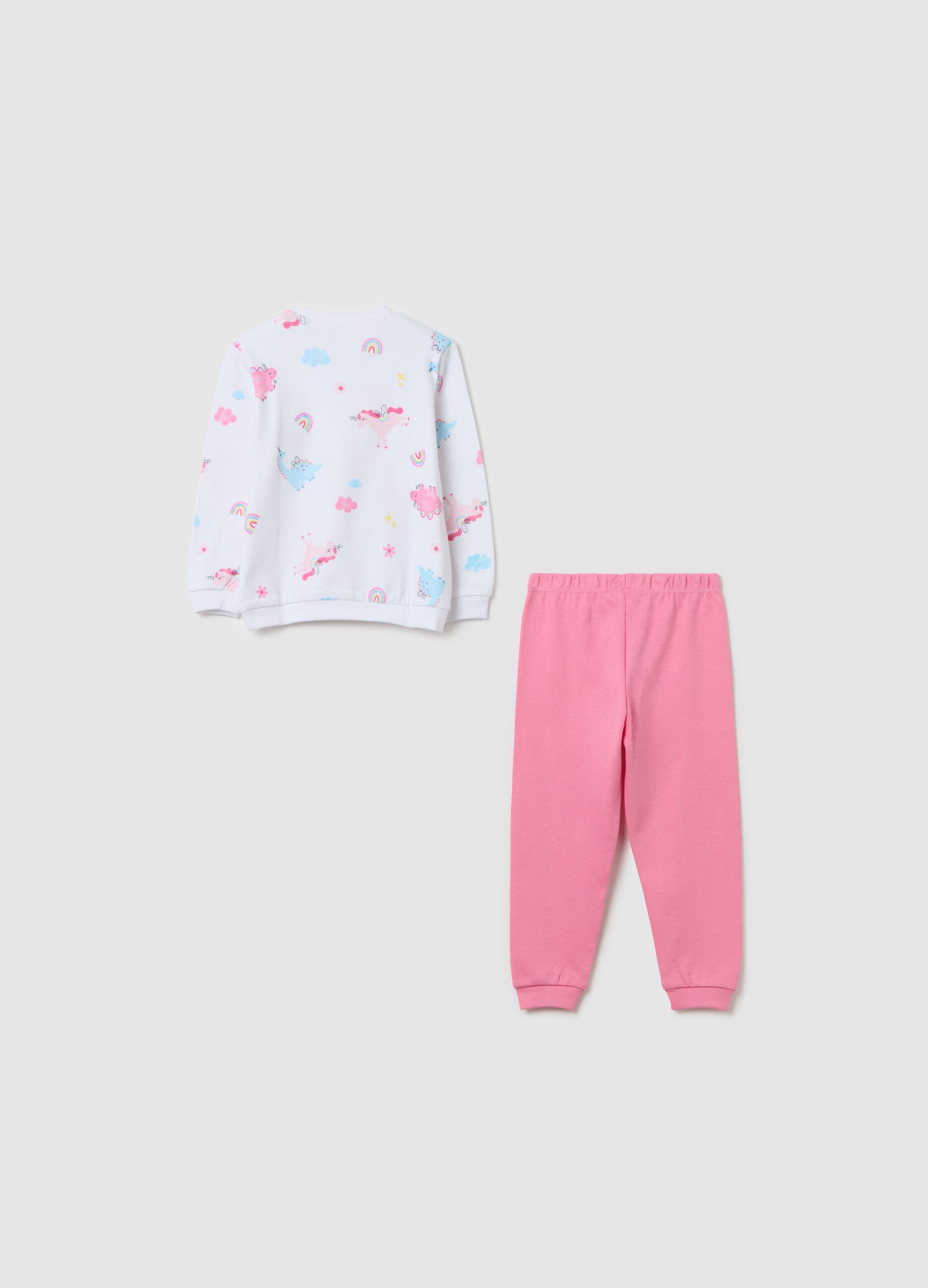 Cotton pyjamas with unicorn dinosaurs print