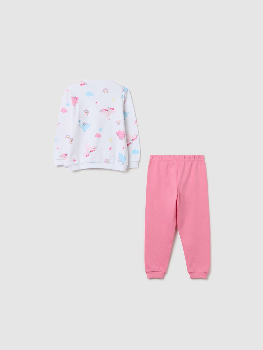 Cotton pyjamas with unicorn dinosaurs print_1