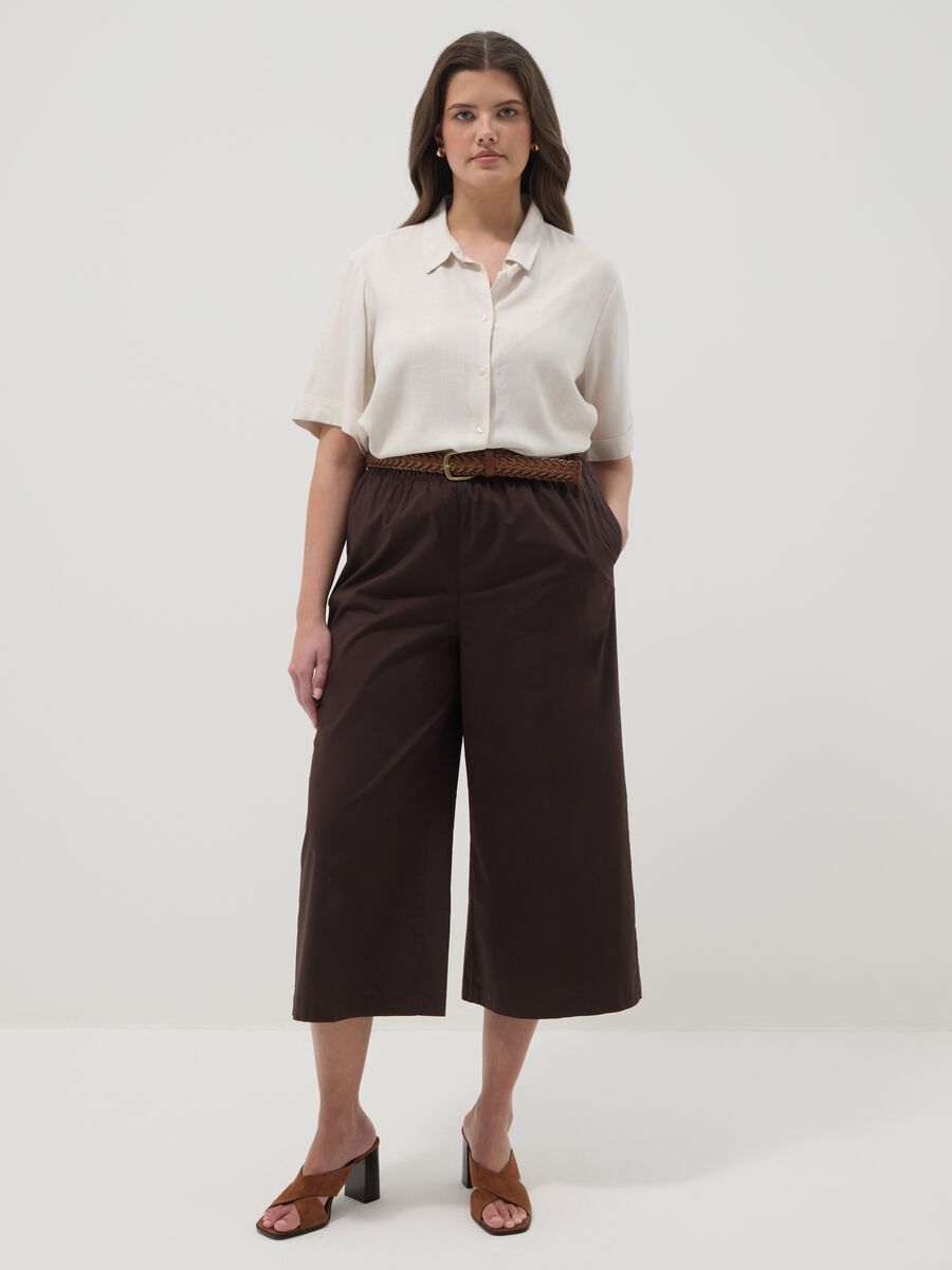 Camicia in misto viscosa e lino bianca regular fit_2