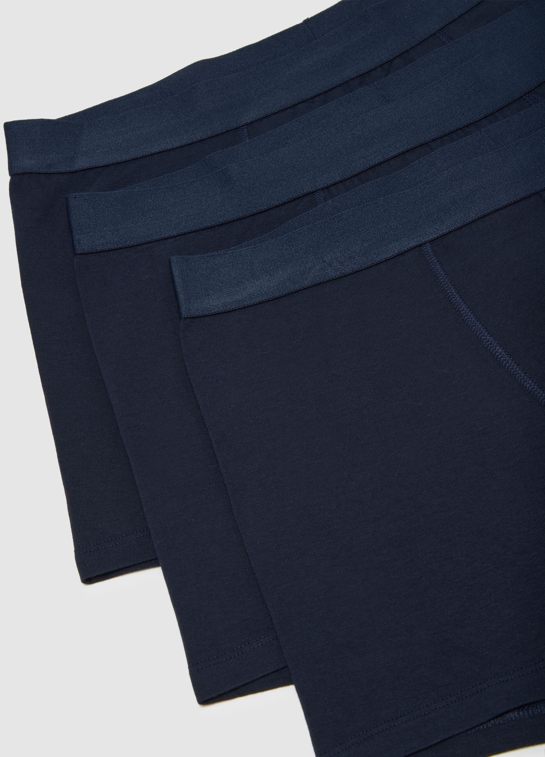 Set of three regular fit blue stretch cotton boxers