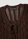 Brown pure cotton regular fit deep V openwork cardigan_5