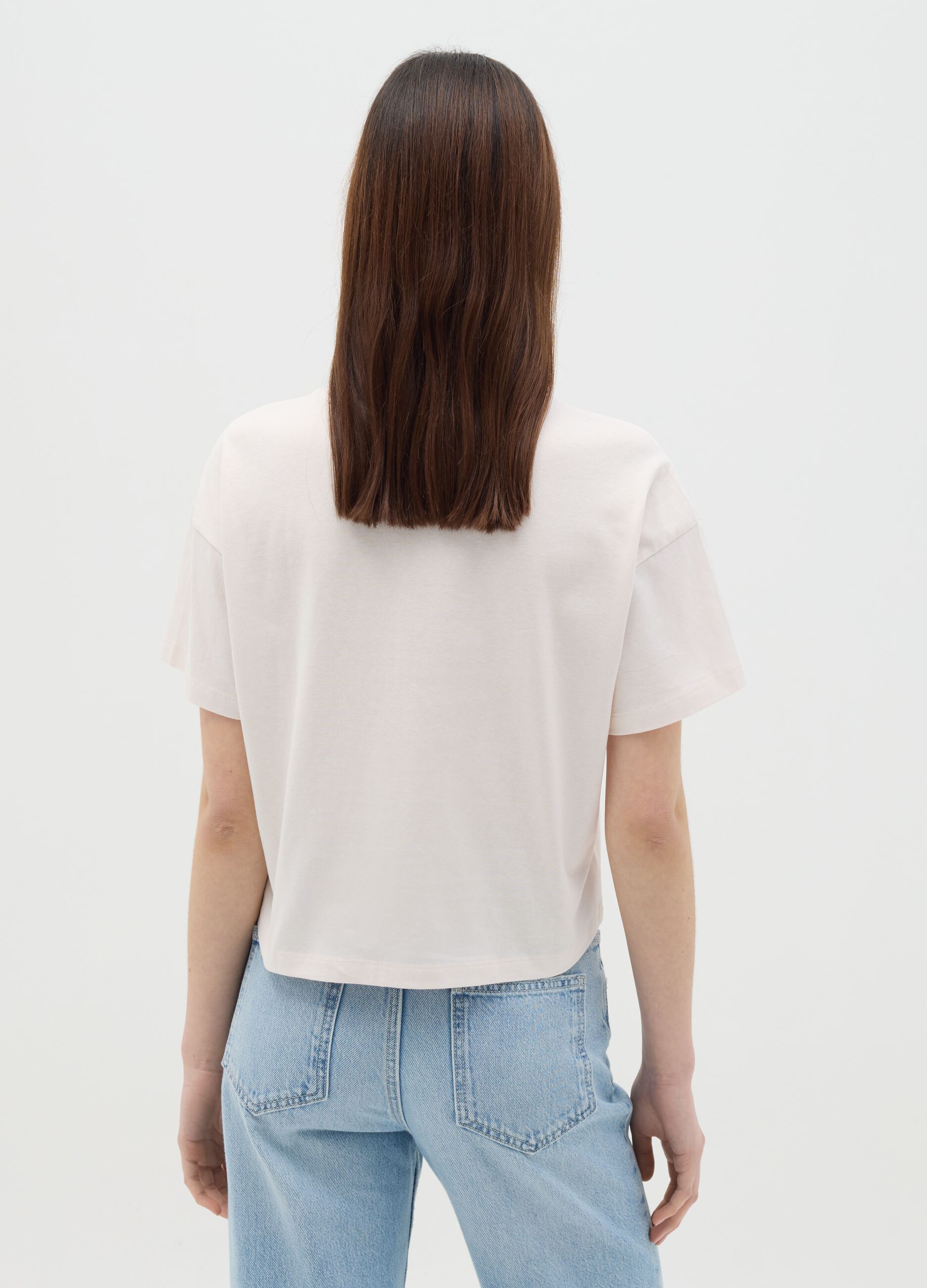 White cotton T-shirt with Kuromi print