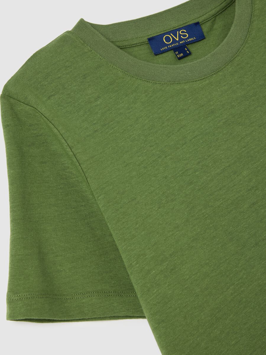 Green Cotton and Linen T-shirt_5