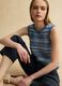Multicolour cotton blend regular fit tank top with perforated texture_0