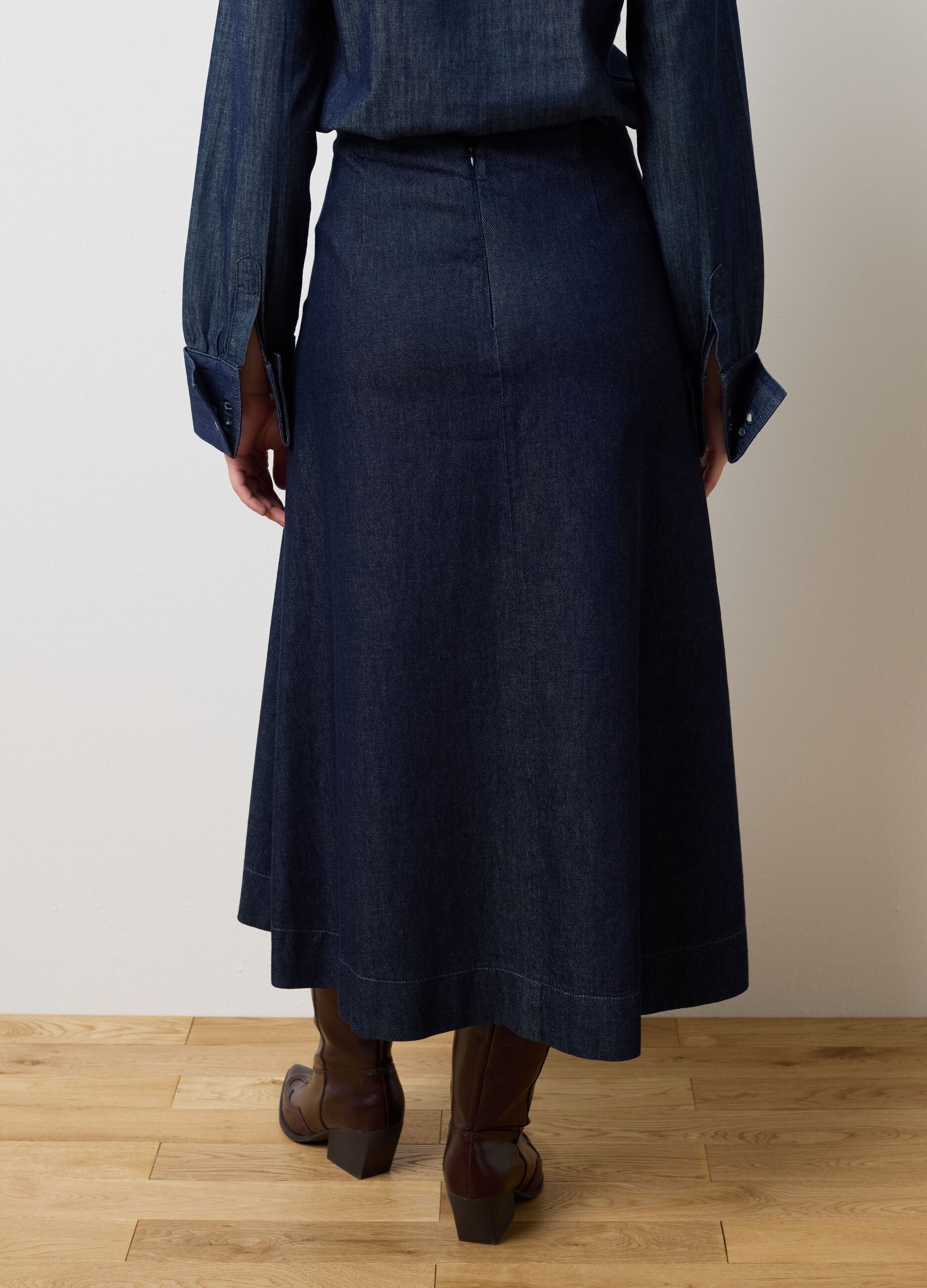Pure Cotton Blue Skirt Regular Fit
