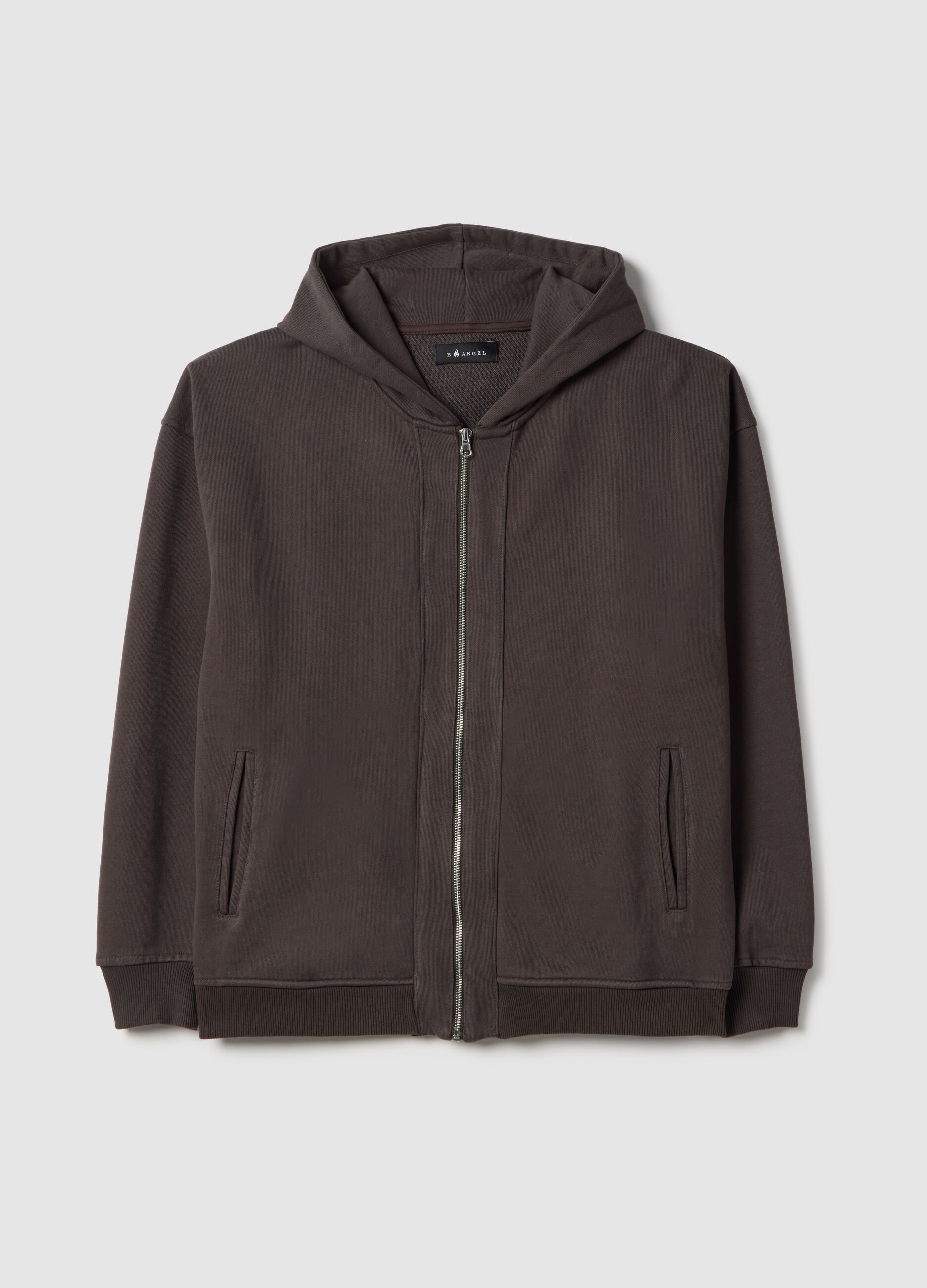 Brown cotton blend oversized fit hoodie