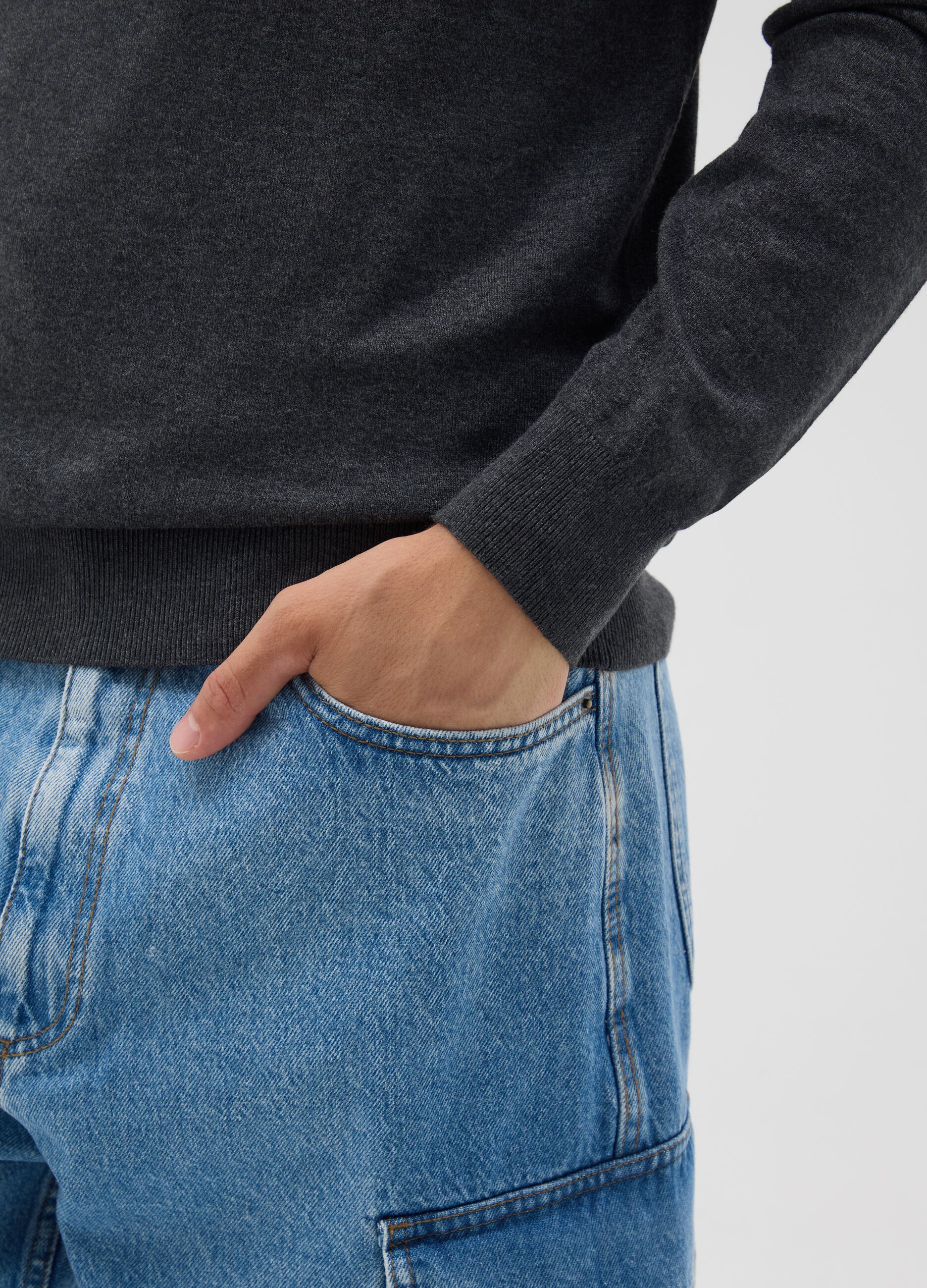 Grey viscose blend jumper regular fit